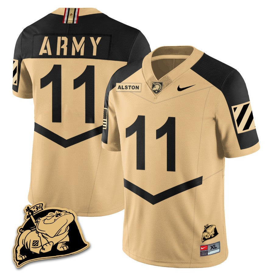 Men? Army Black Knights Rocky The Bulldog Patch Jersey - All Stitched