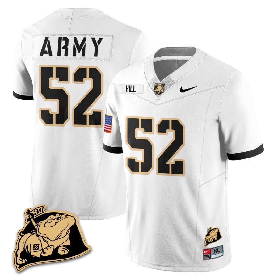 Men? Army Black Knights Rocky The Bulldog Patch Jersey - All Stitched