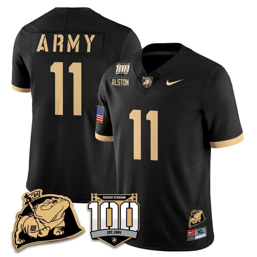Men's Army Black Knights 100th Anniversary Patch Vapor Jersey - All Stitched