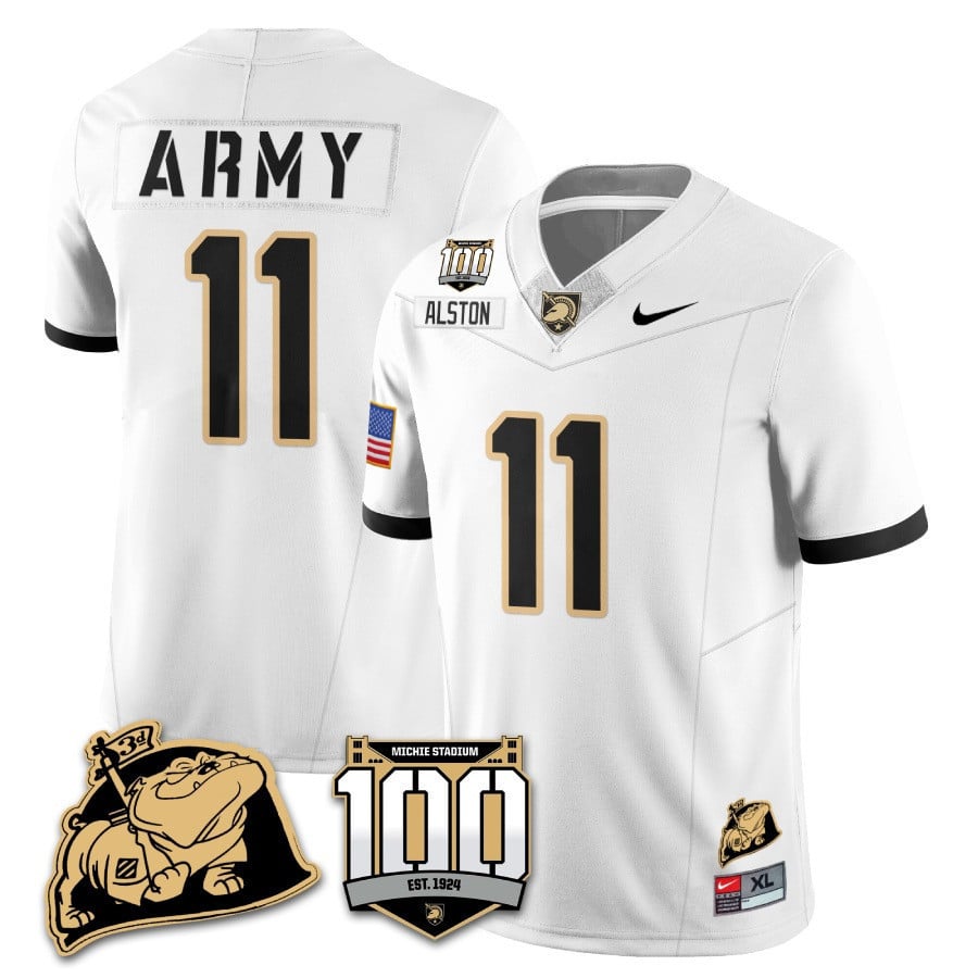 Men's Army Black Knights 100th Anniversary Patch Vapor Jersey - All Stitched