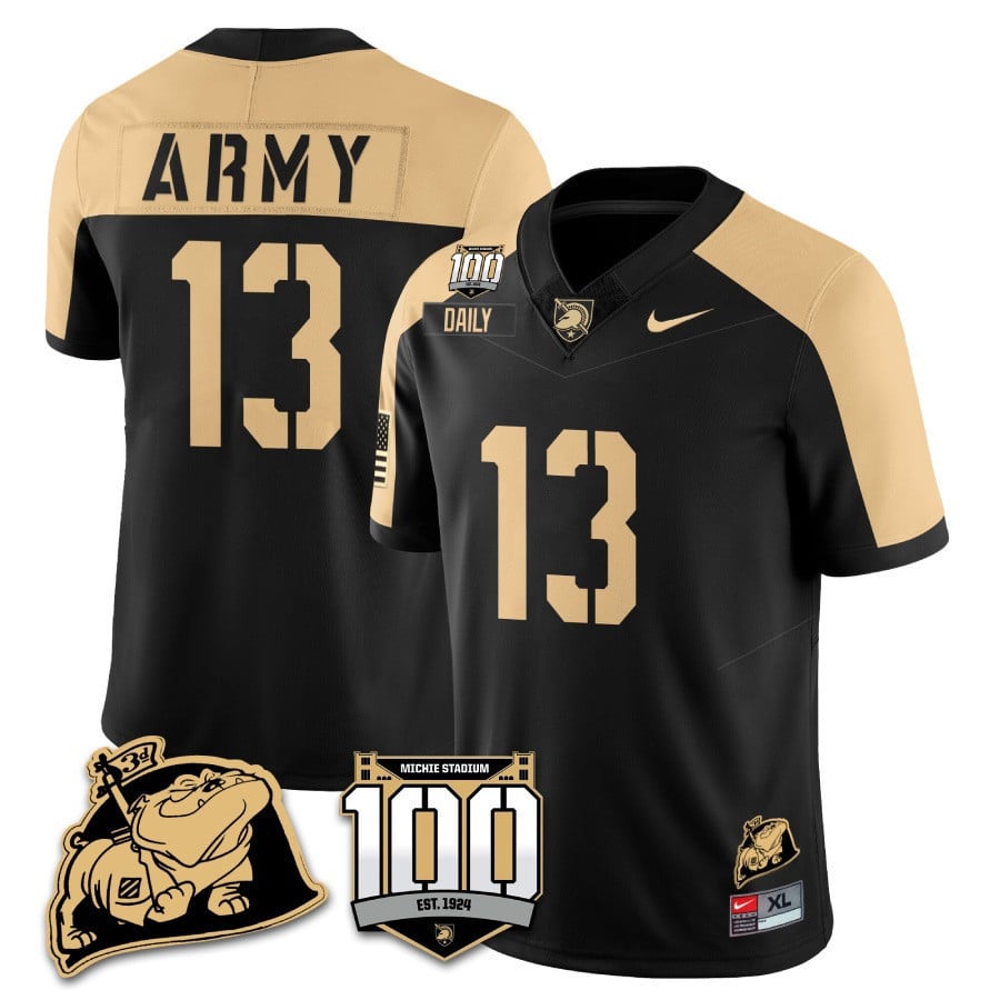 Men's Army Black Knights 100th Anniversary Patch Vapor Jersey - All Stitched