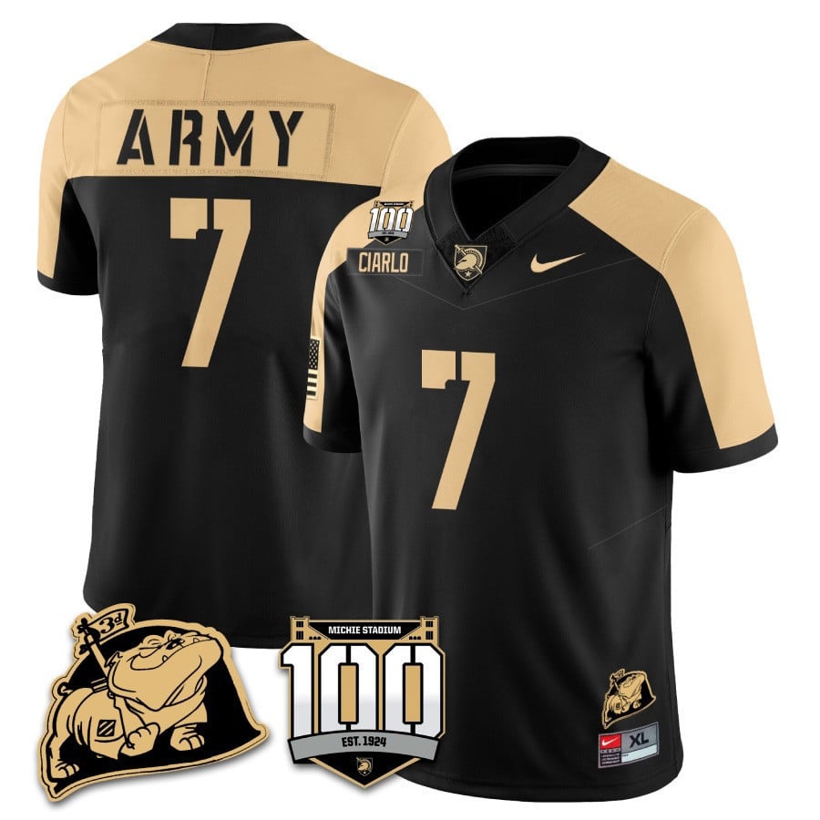Men's Army Black Knights 100th Anniversary Patch Vapor Jersey - All Stitched