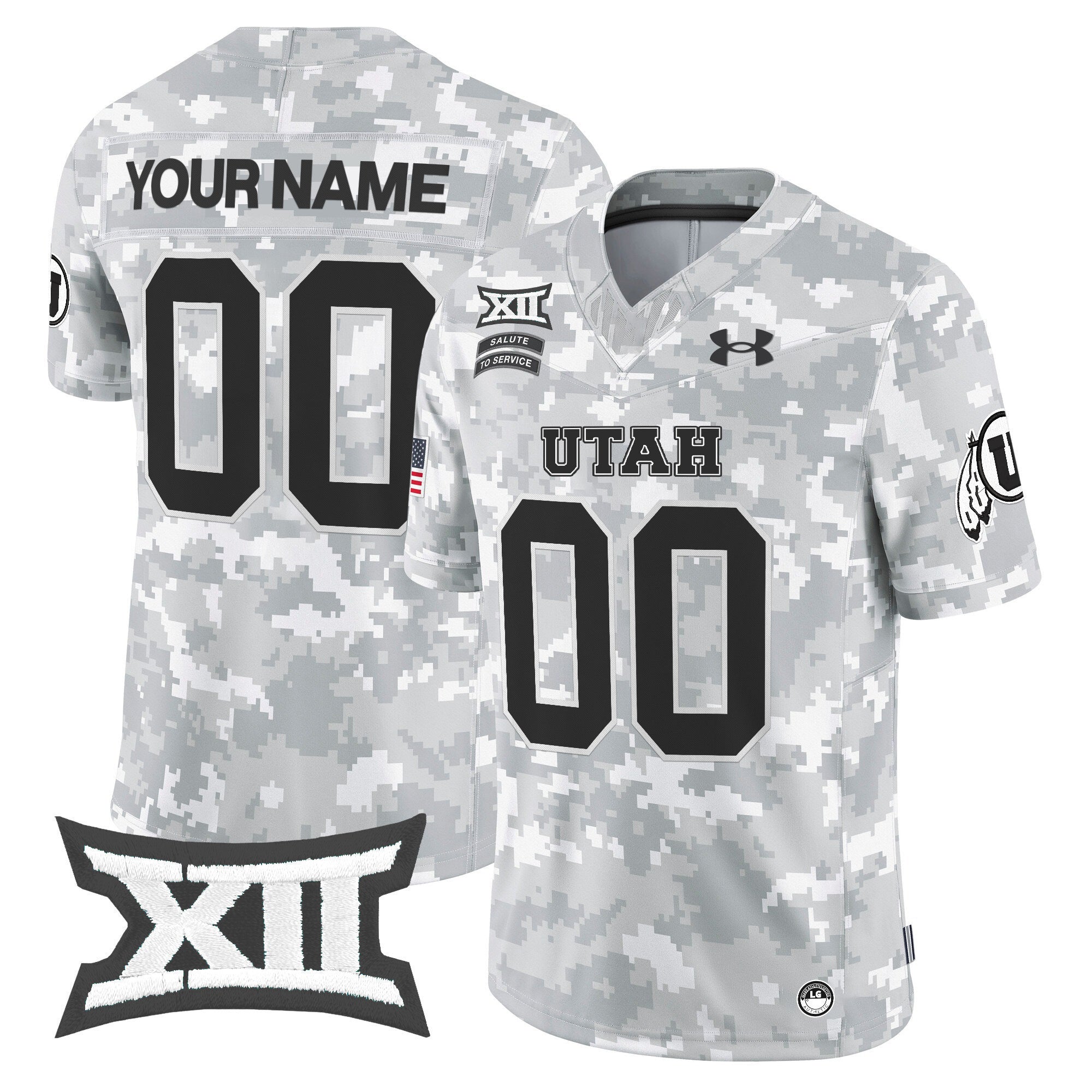 Utah Utes 2024 Salute to Service Vapor Limited Custom Jersey - Arctic Camo - All Stitched