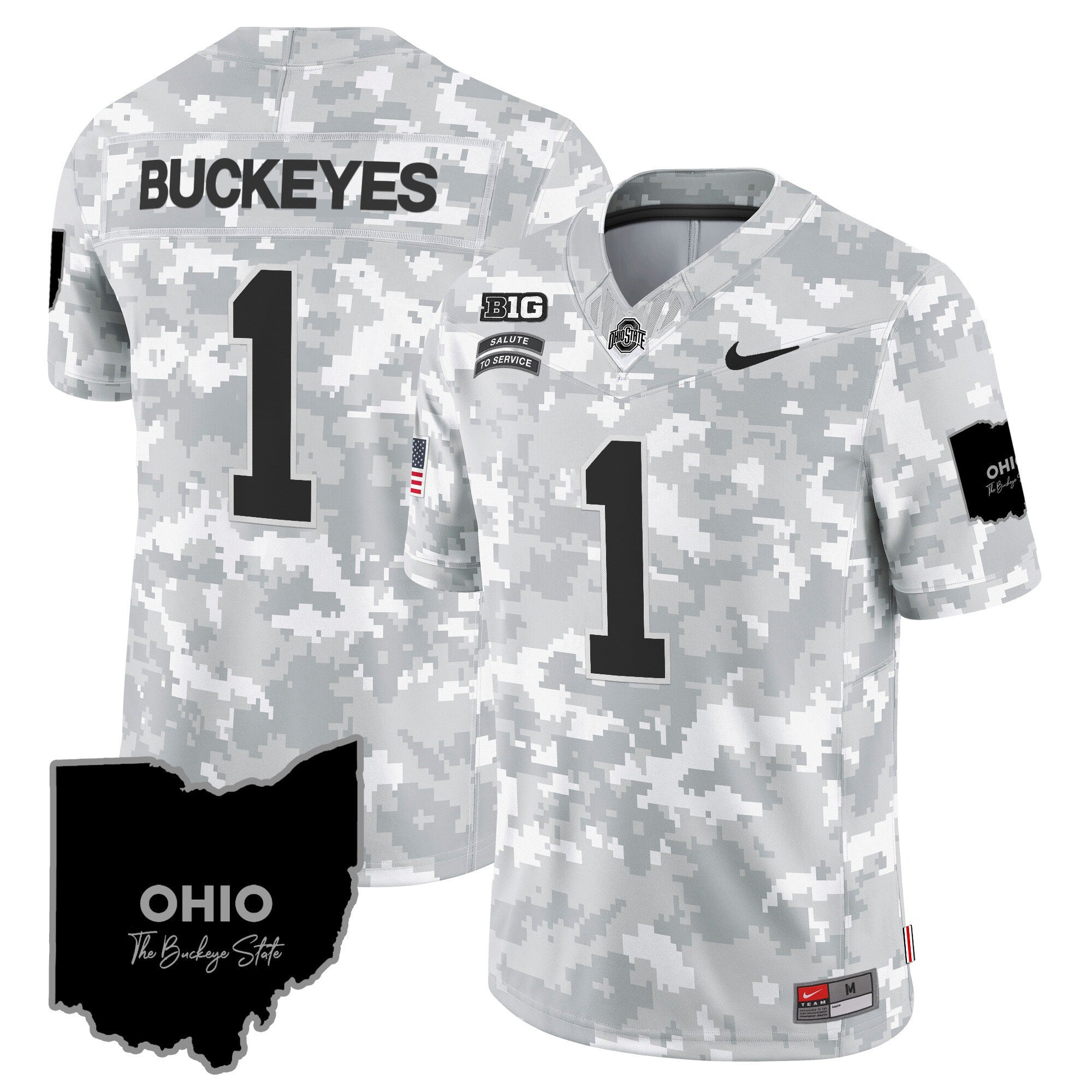 Ohio State Buckeyes 2024 Salute to Service Vapor Limited Jersey - Arctic Camo - All Stitched