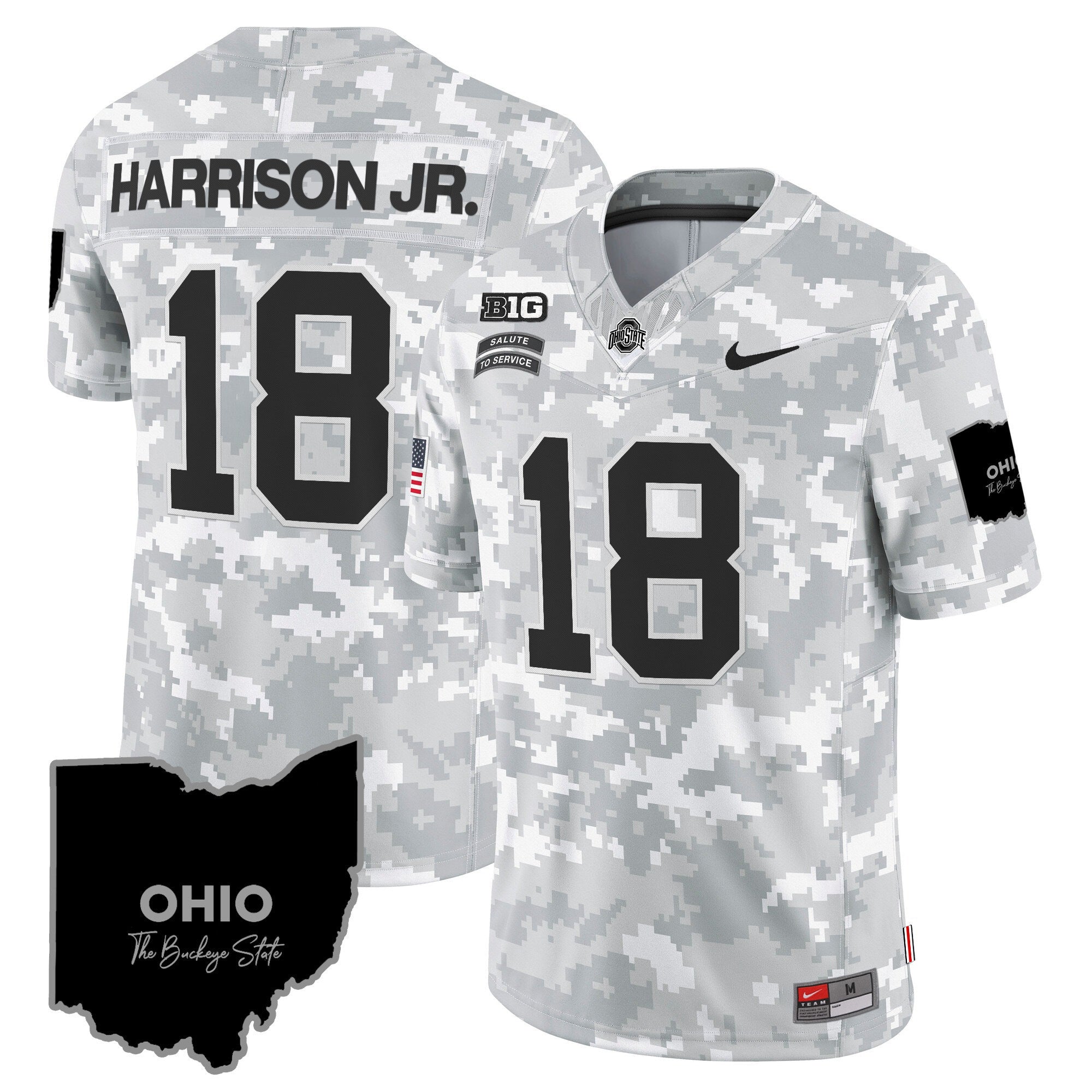 Ohio State Buckeyes 2024 Salute to Service Vapor Limited Jersey - Arctic Camo - All Stitched