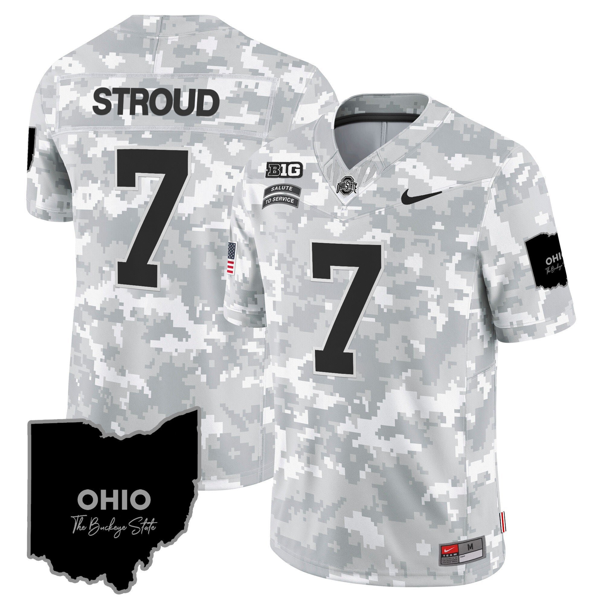 Ohio State Buckeyes 2024 Salute to Service Vapor Limited Jersey - Arctic Camo - All Stitched