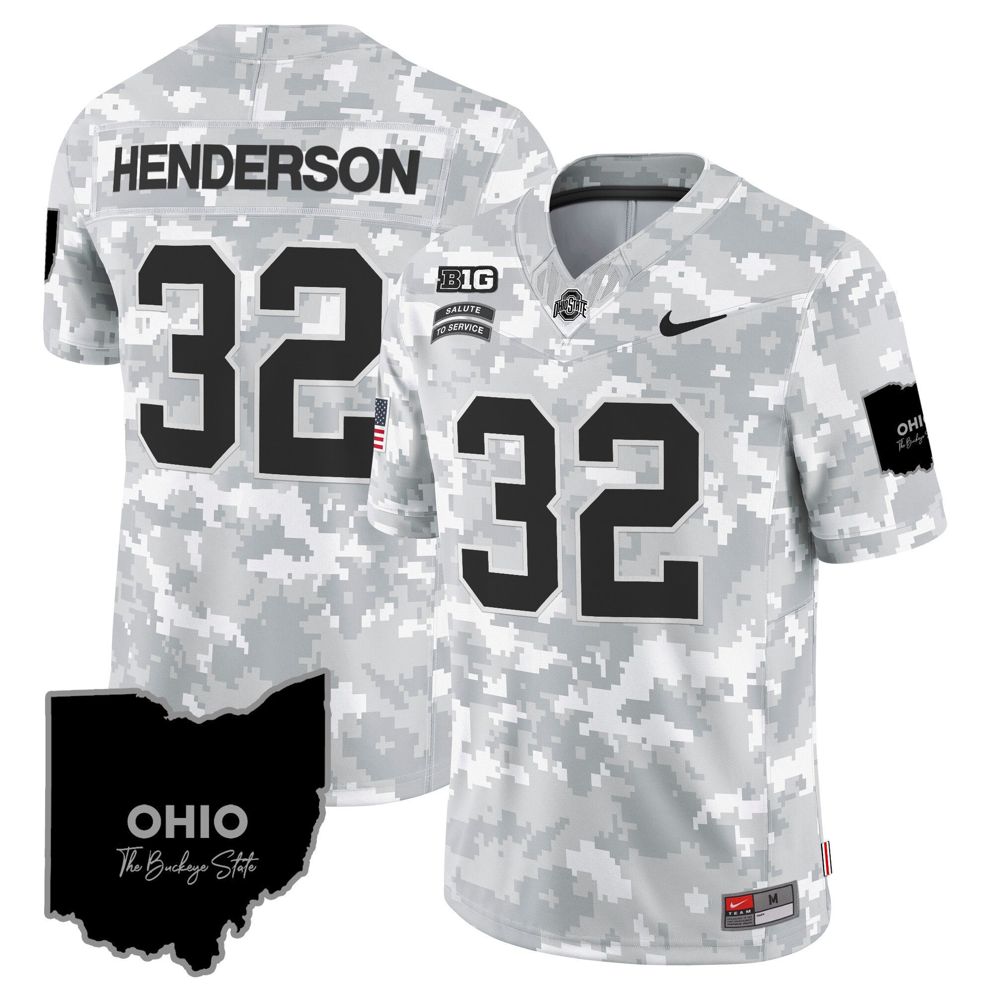 Ohio State Buckeyes 2024 Salute to Service Vapor Limited Jersey - Arctic Camo - All Stitched