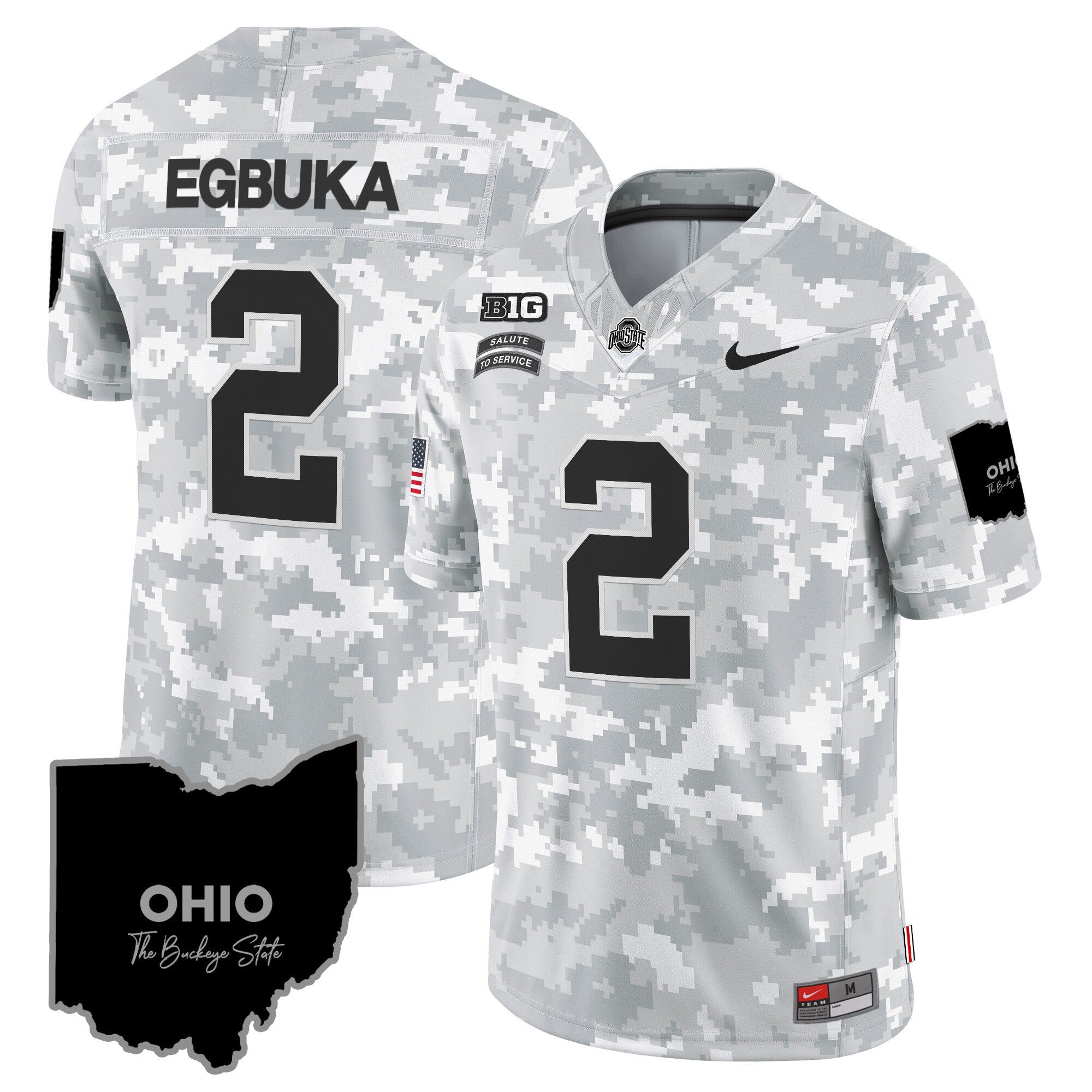 Ohio State Buckeyes 2024 Salute to Service Vapor Limited Jersey - Arctic Camo - All Stitched