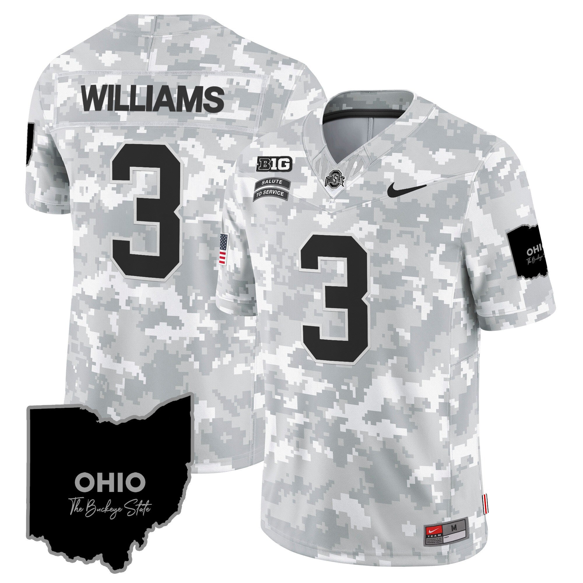 Ohio State Buckeyes 2024 Salute to Service Vapor Limited Jersey - Arctic Camo - All Stitched