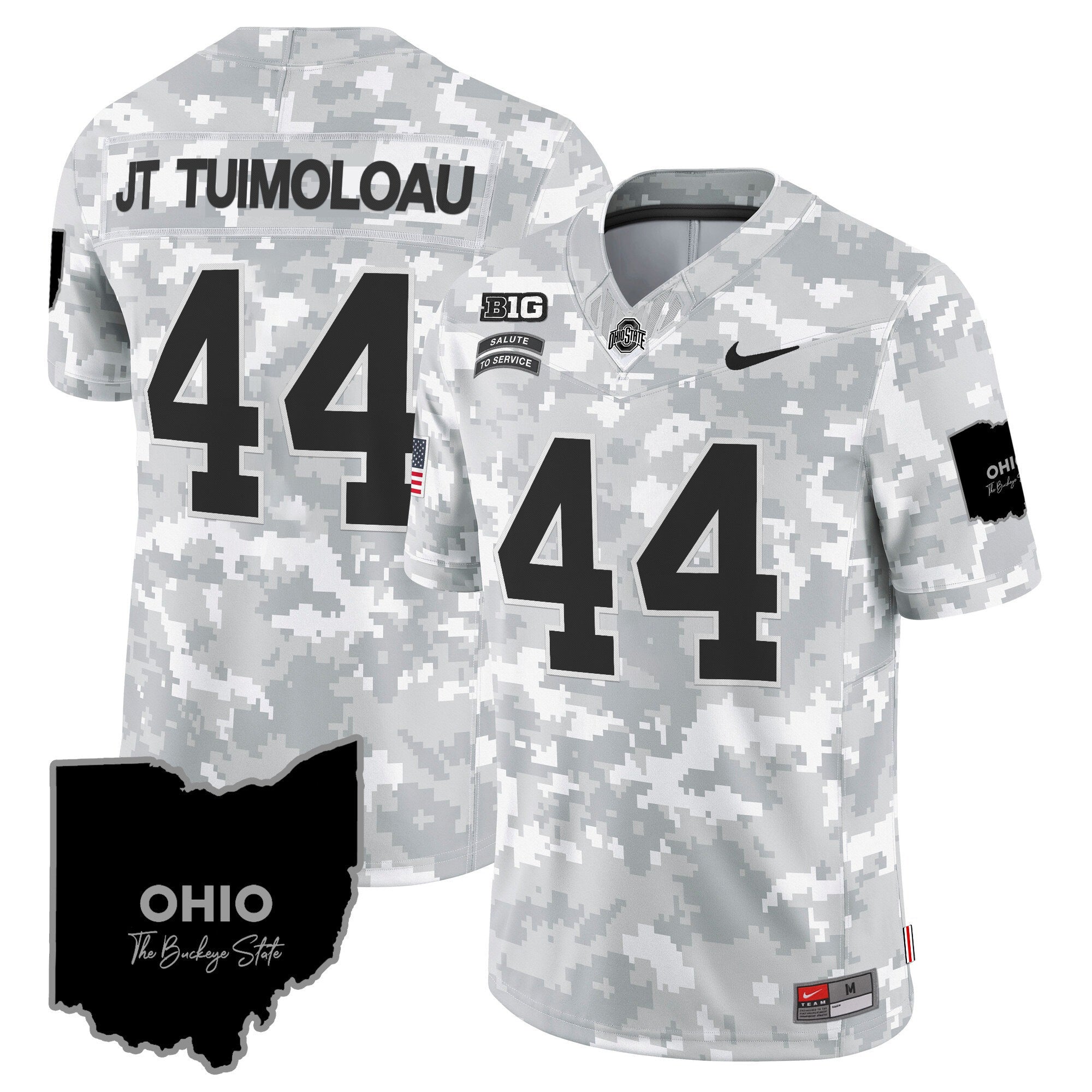 Ohio State Buckeyes 2024 Salute to Service Vapor Limited Jersey - Arctic Camo - All Stitched