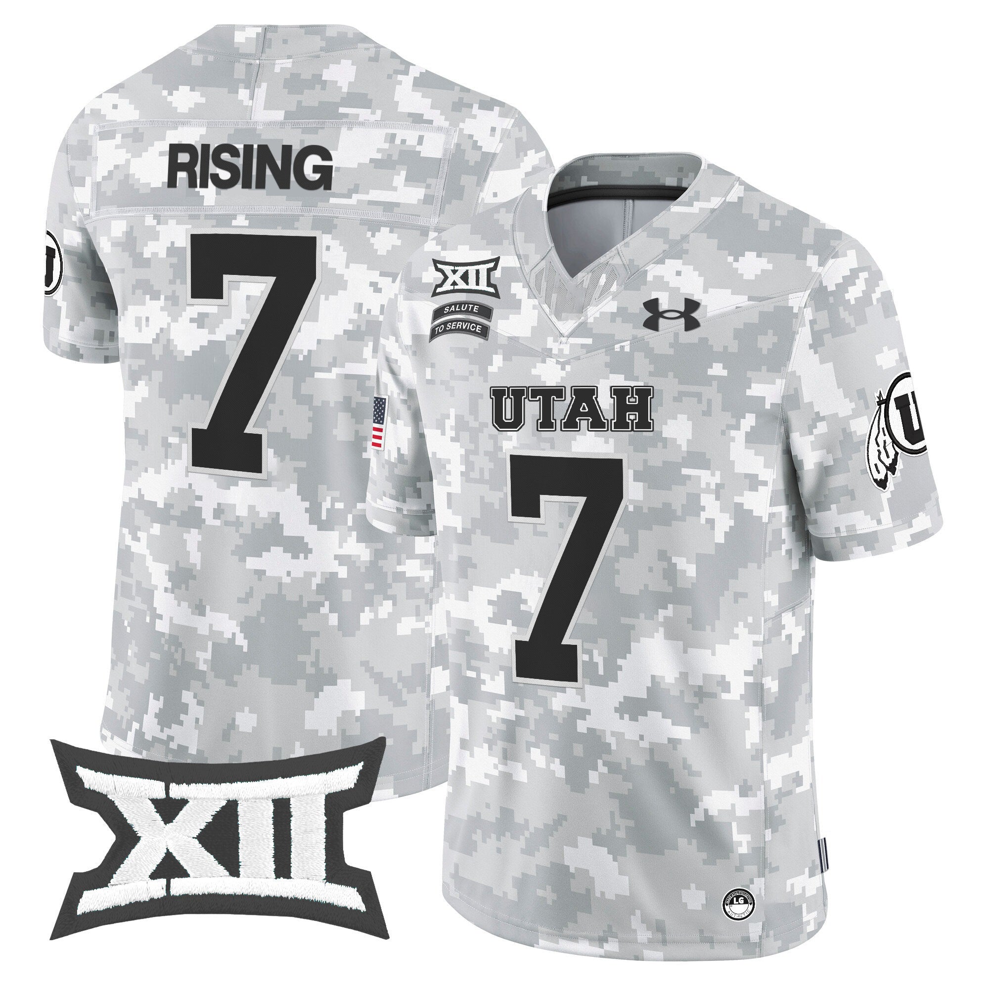 Utah Utes 2024 Salute to Service Vapor Limited Jersey - Arctic Camo - All Stitched