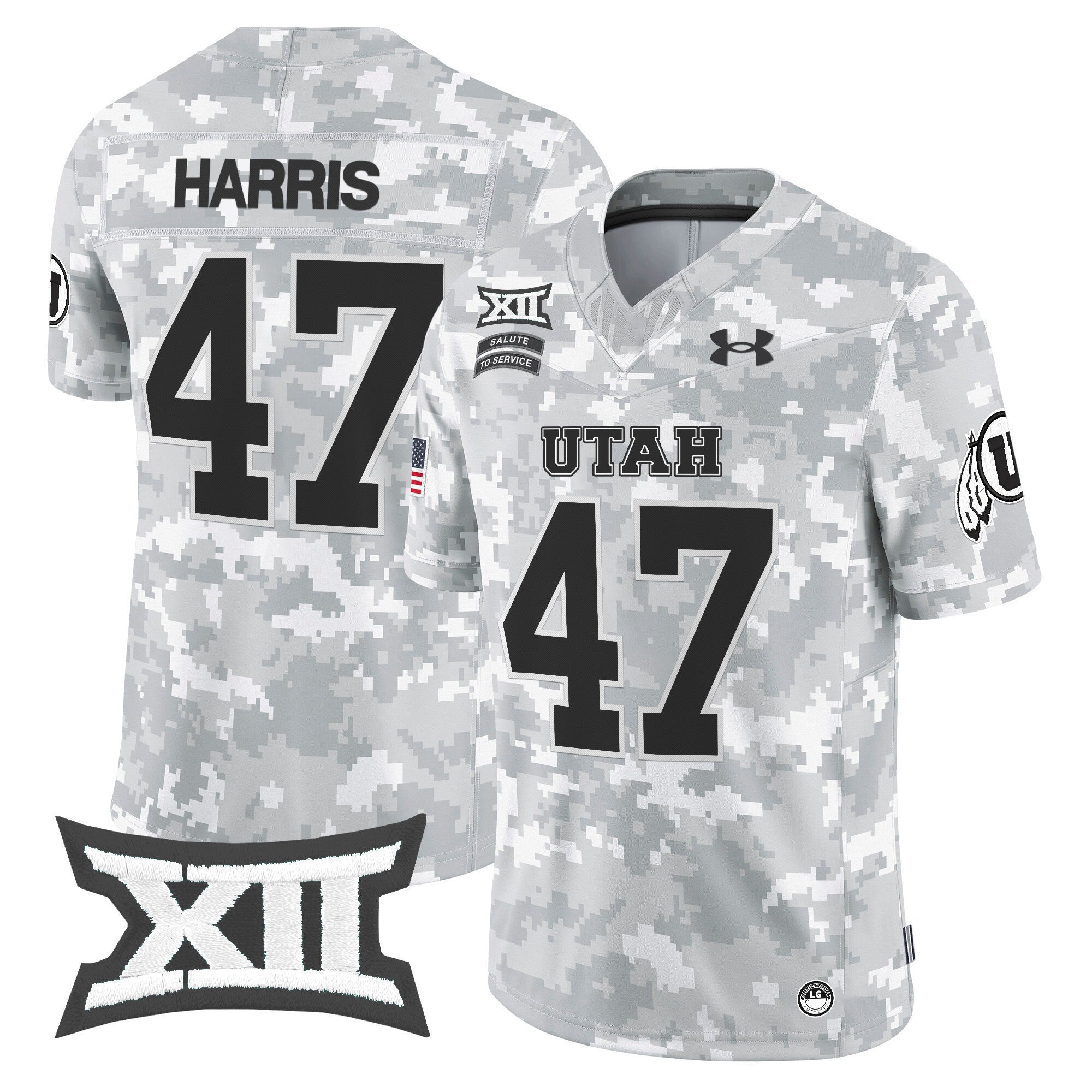 Utah Utes 2024 Salute to Service Vapor Limited Jersey - Arctic Camo - All Stitched