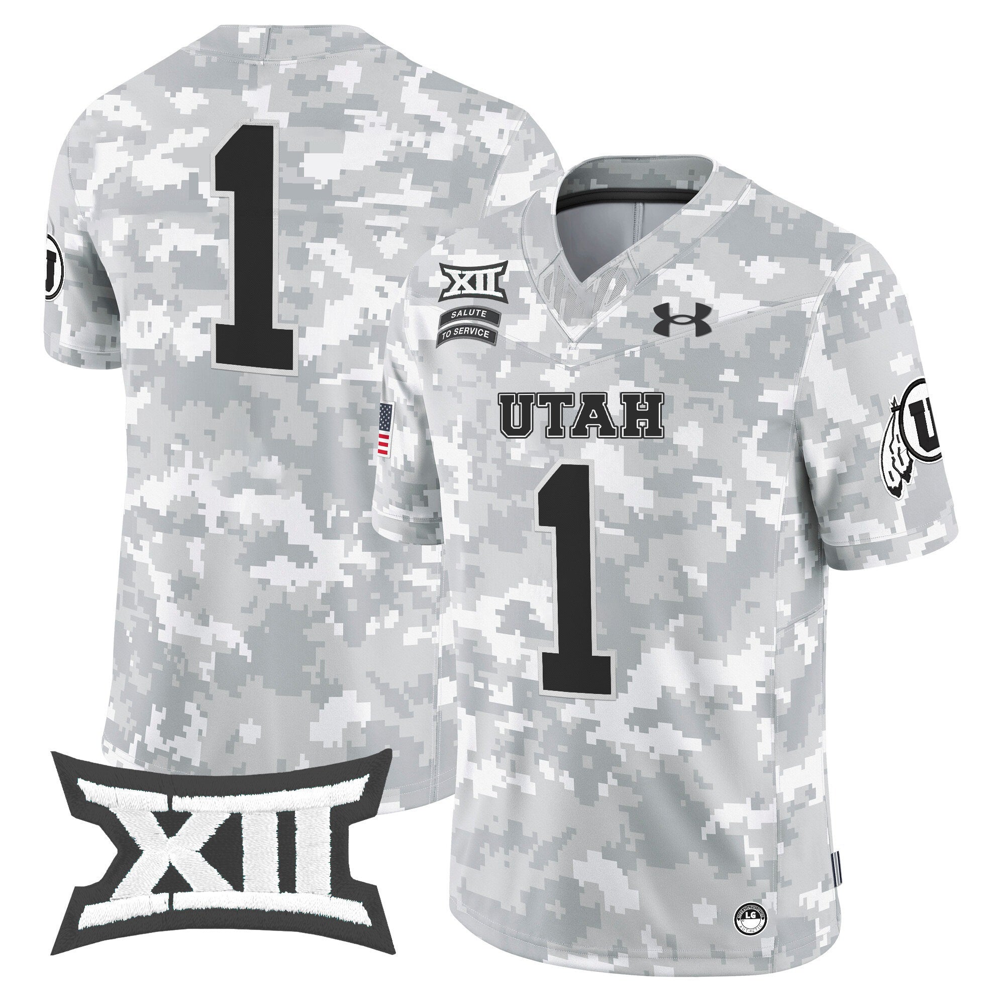 Utah Utes 2024 Salute to Service Vapor Limited Jersey - Arctic Camo - All Stitched