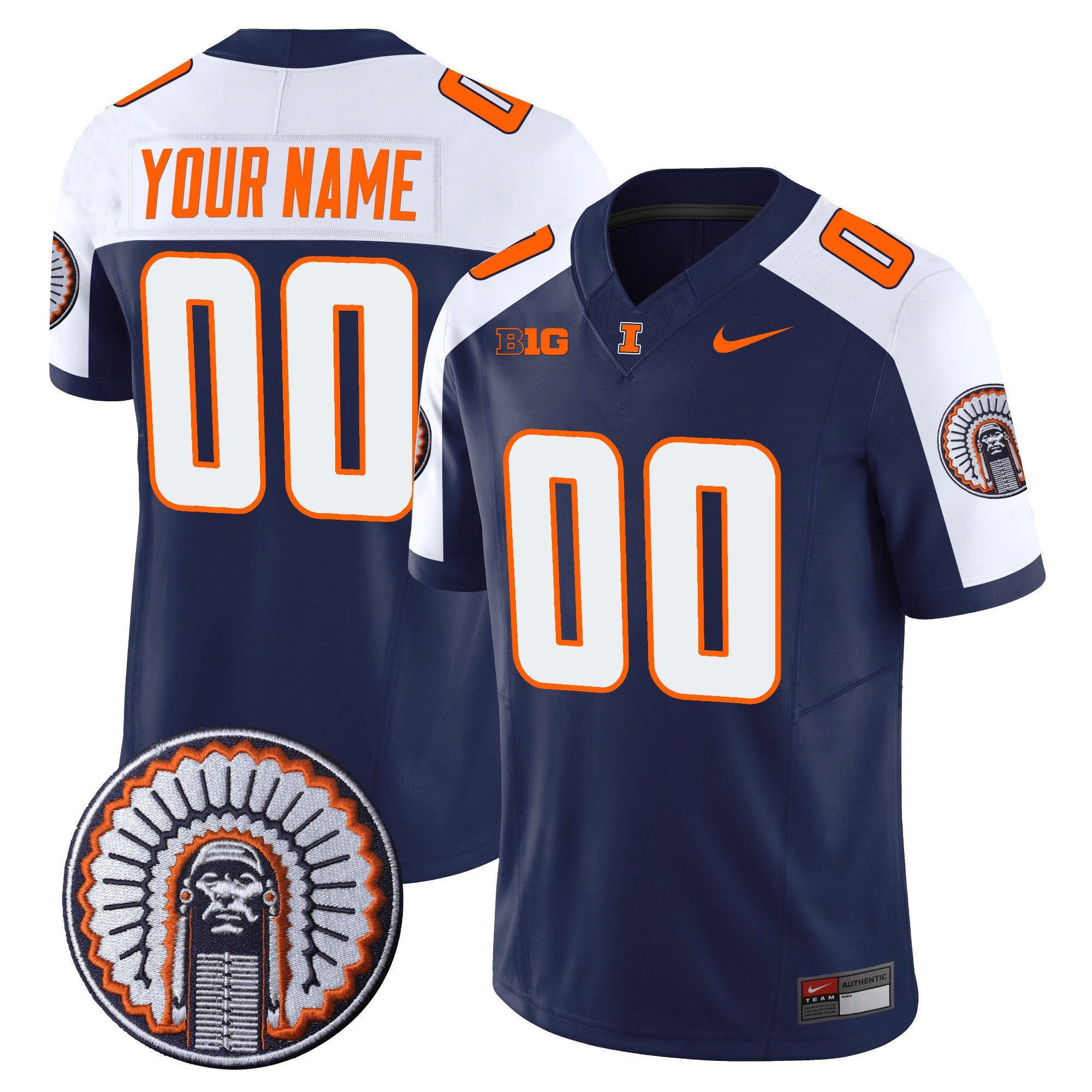 Illinois Fighting Illini Vapor Limited Custom Jersey - All Stitched