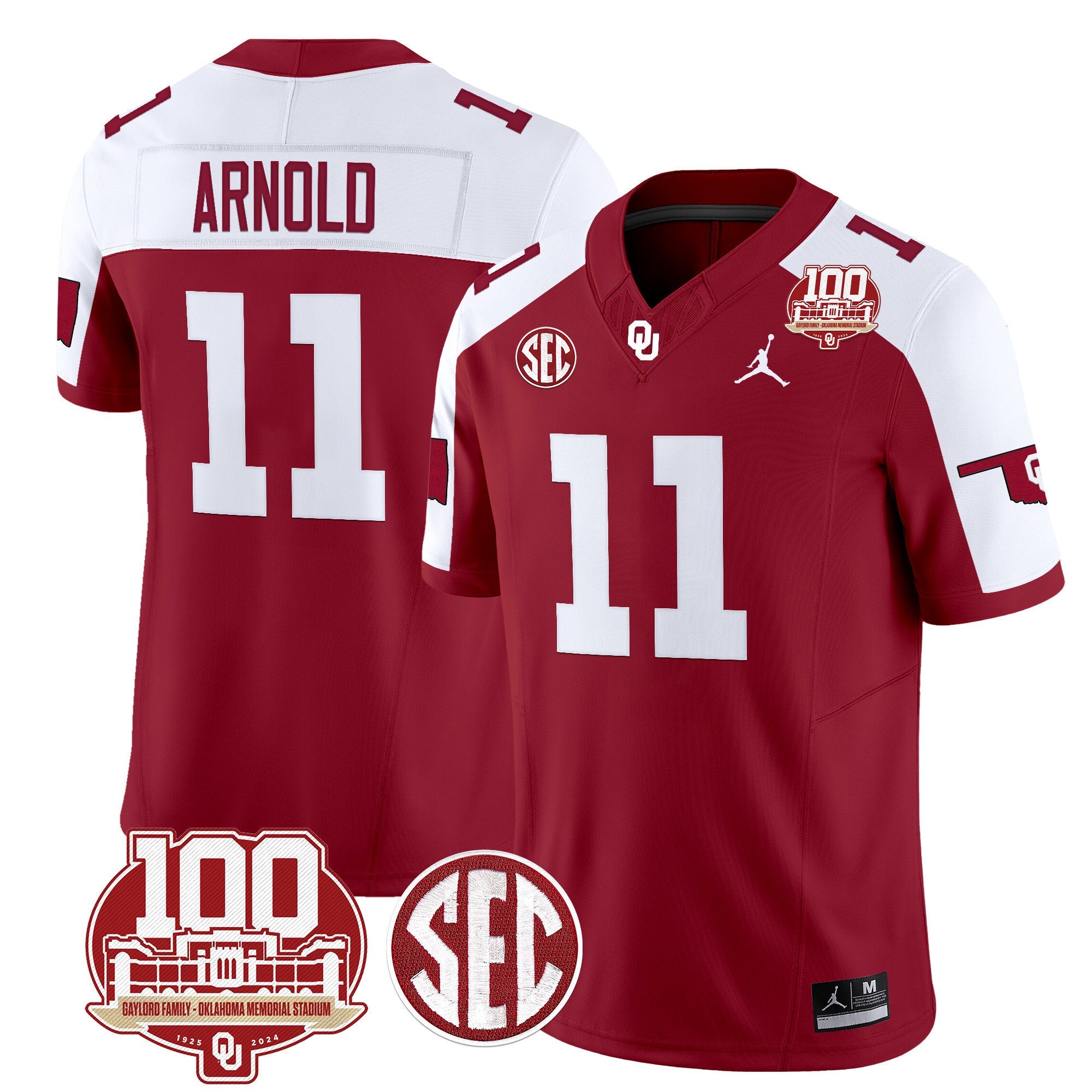 Men's Oklahoma Sooners 100th Anniversary Patch Vapor Limited Jersey - All Stitched