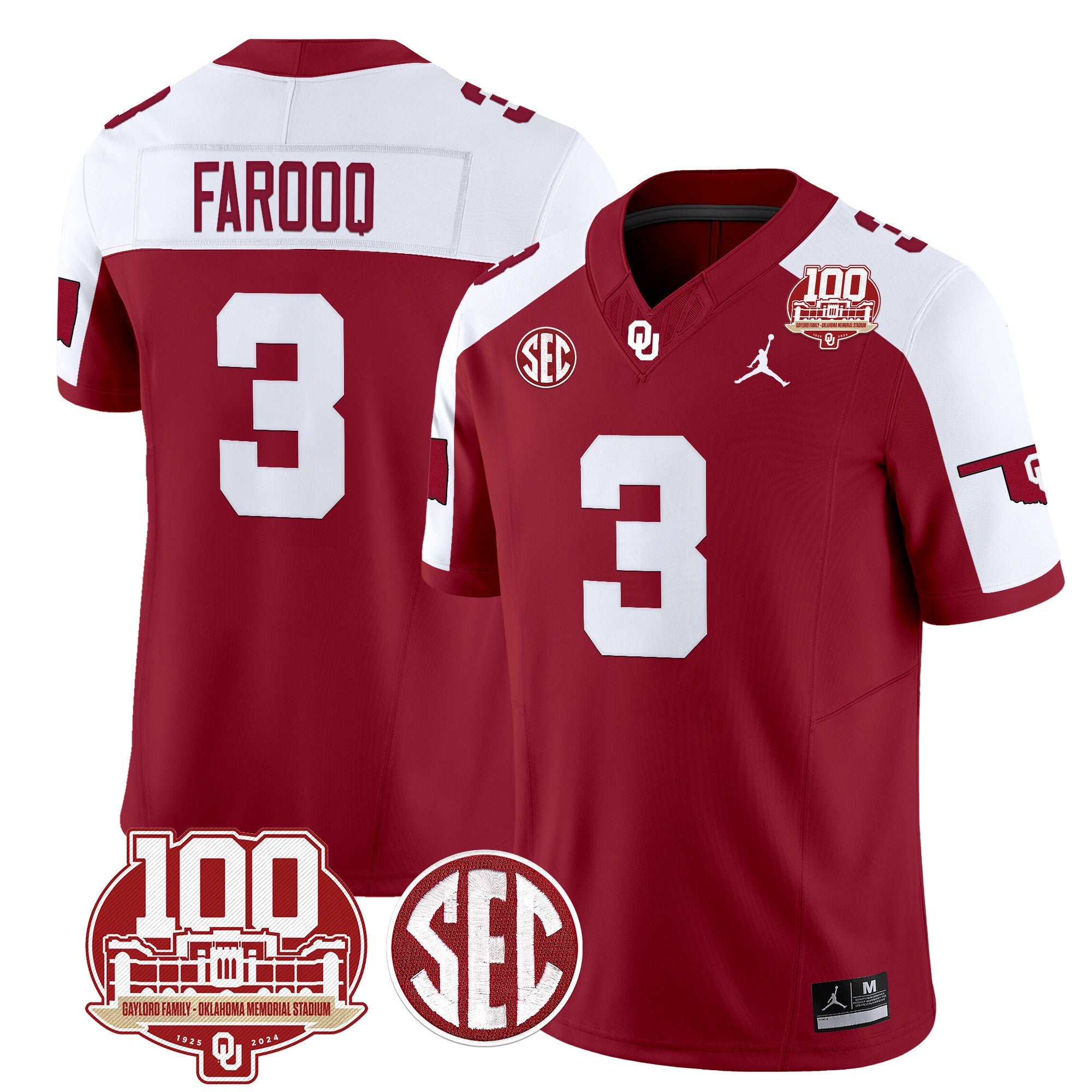 Men's Oklahoma Sooners 100th Anniversary Patch Vapor Limited Jersey - All Stitched