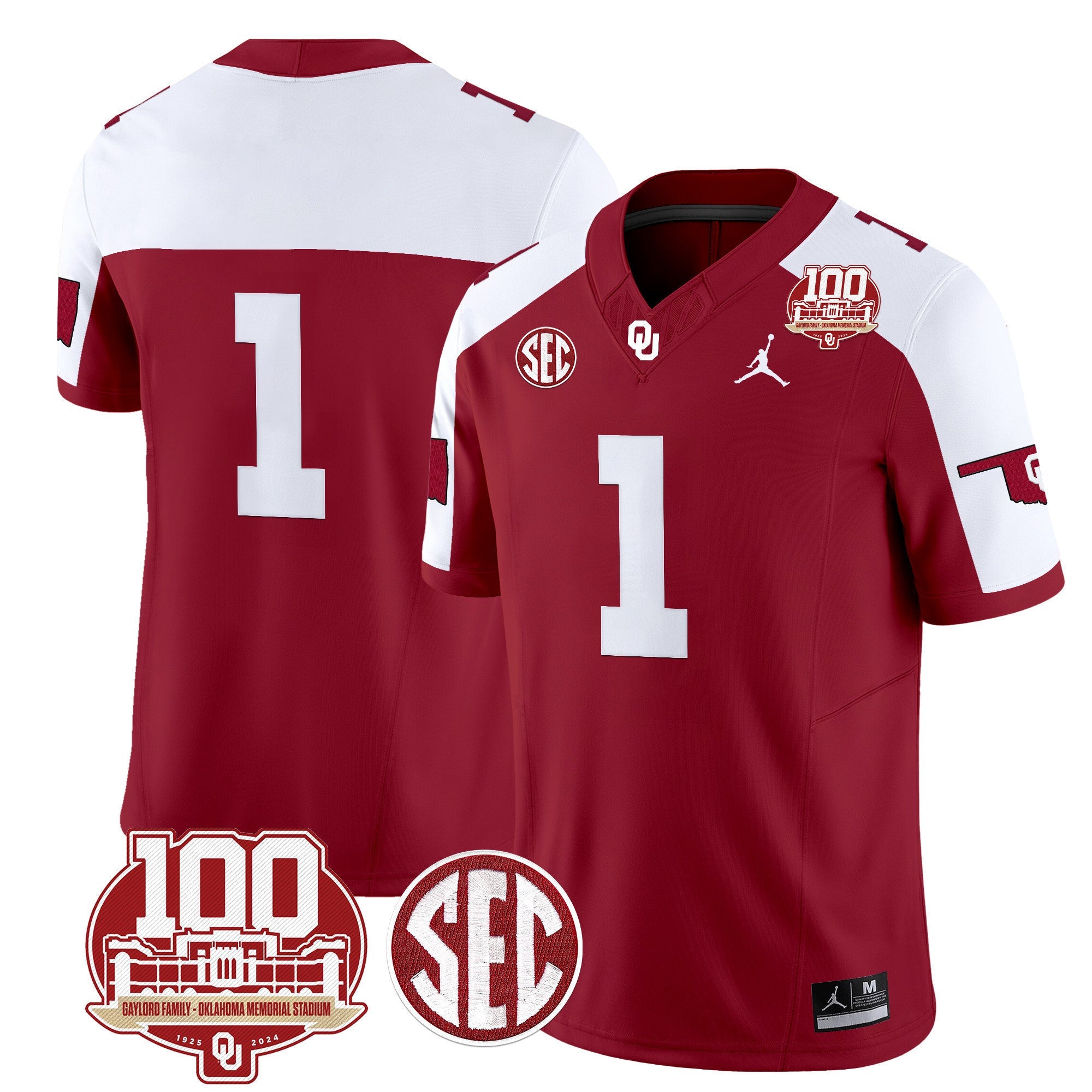 Men's Oklahoma Sooners 100th Anniversary Patch Vapor Limited Jersey - All Stitched