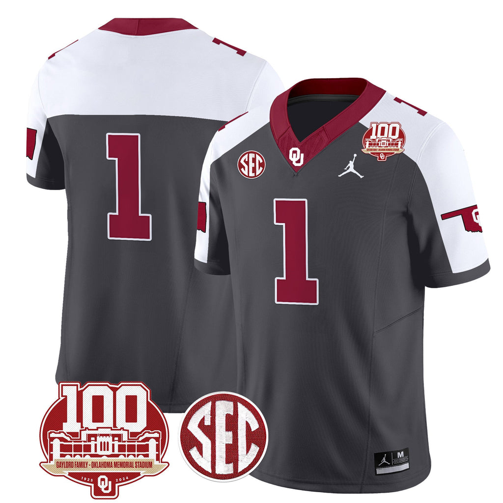 Men's Oklahoma Sooners 100th Anniversary Patch Vapor Limited Jersey - All Stitched