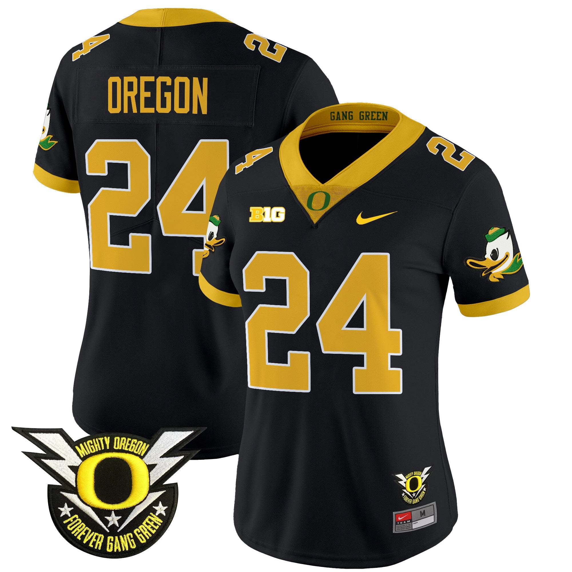 Women's Oregon Ducks 2024 Forever Gang Green & BIG Patch Vapor Limited Jersey - All Stitched