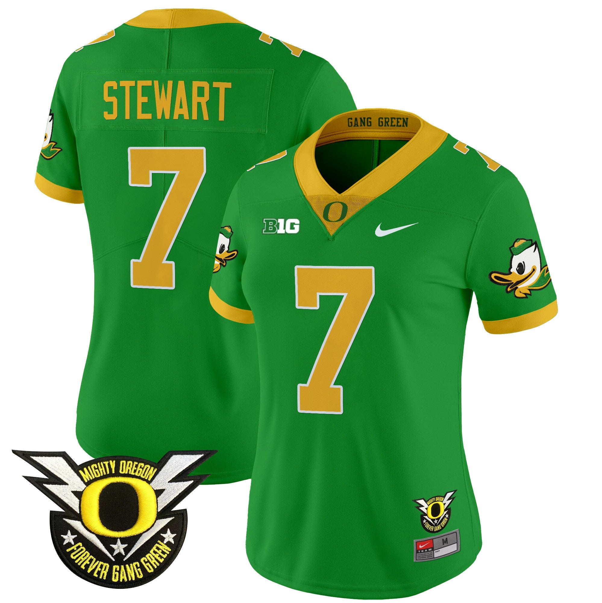 Women's Oregon Ducks 2024 Forever Gang Green & BIG Patch Vapor Limited Jersey - All Stitched