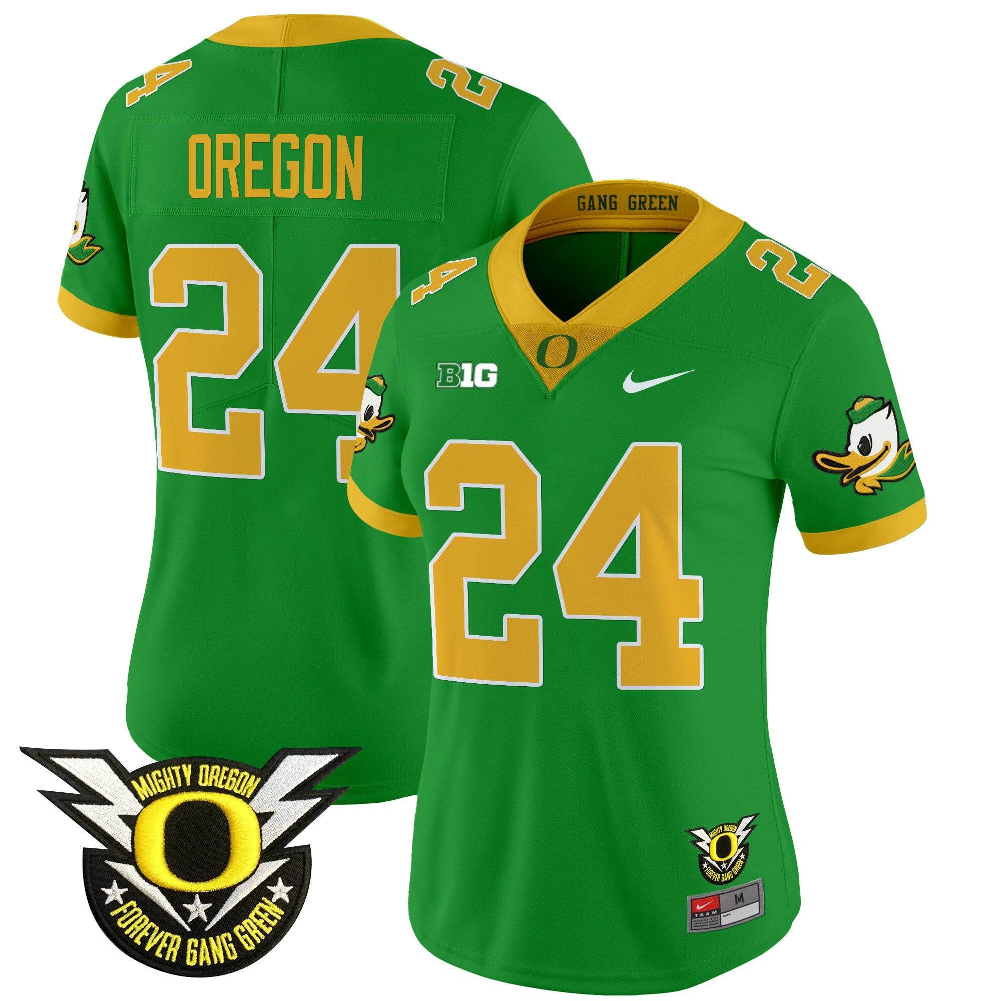 Women's Oregon Ducks 2024 Forever Gang Green & BIG Patch Vapor Limited Jersey - All Stitched