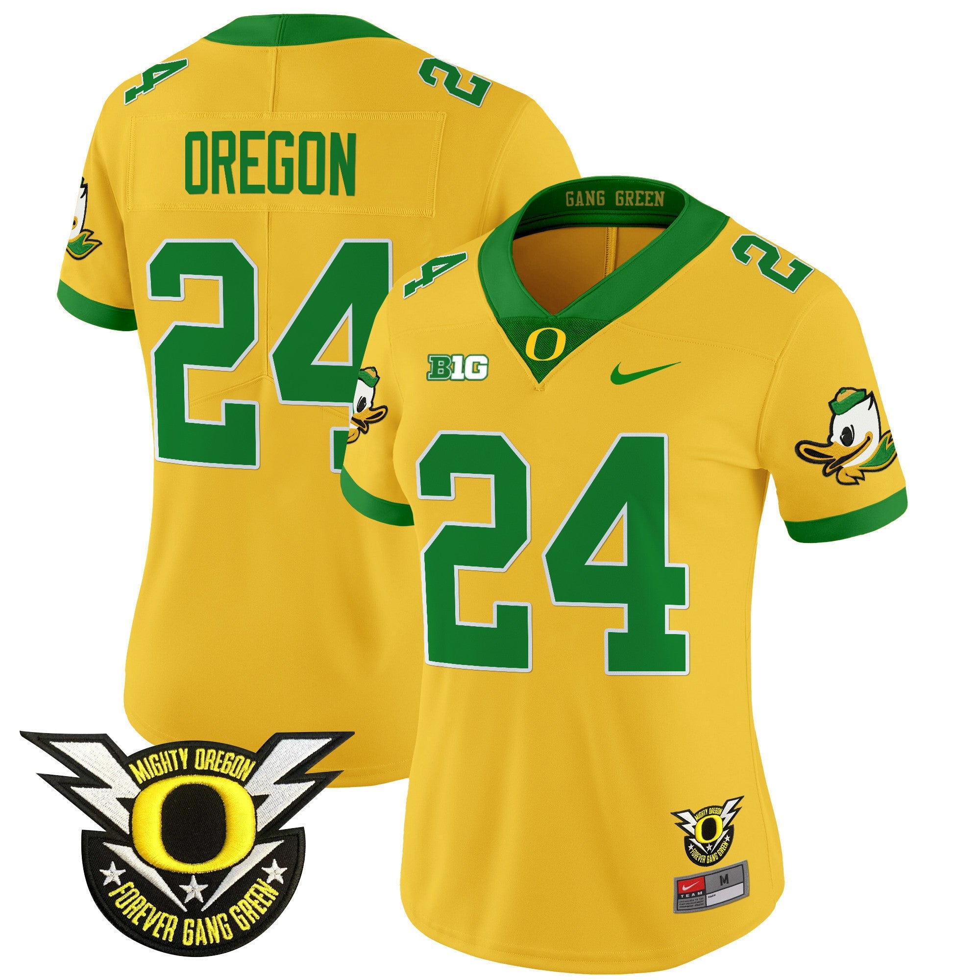 Women's Oregon Ducks 2024 Forever Gang Green & BIG Patch Vapor Limited Jersey - All Stitched
