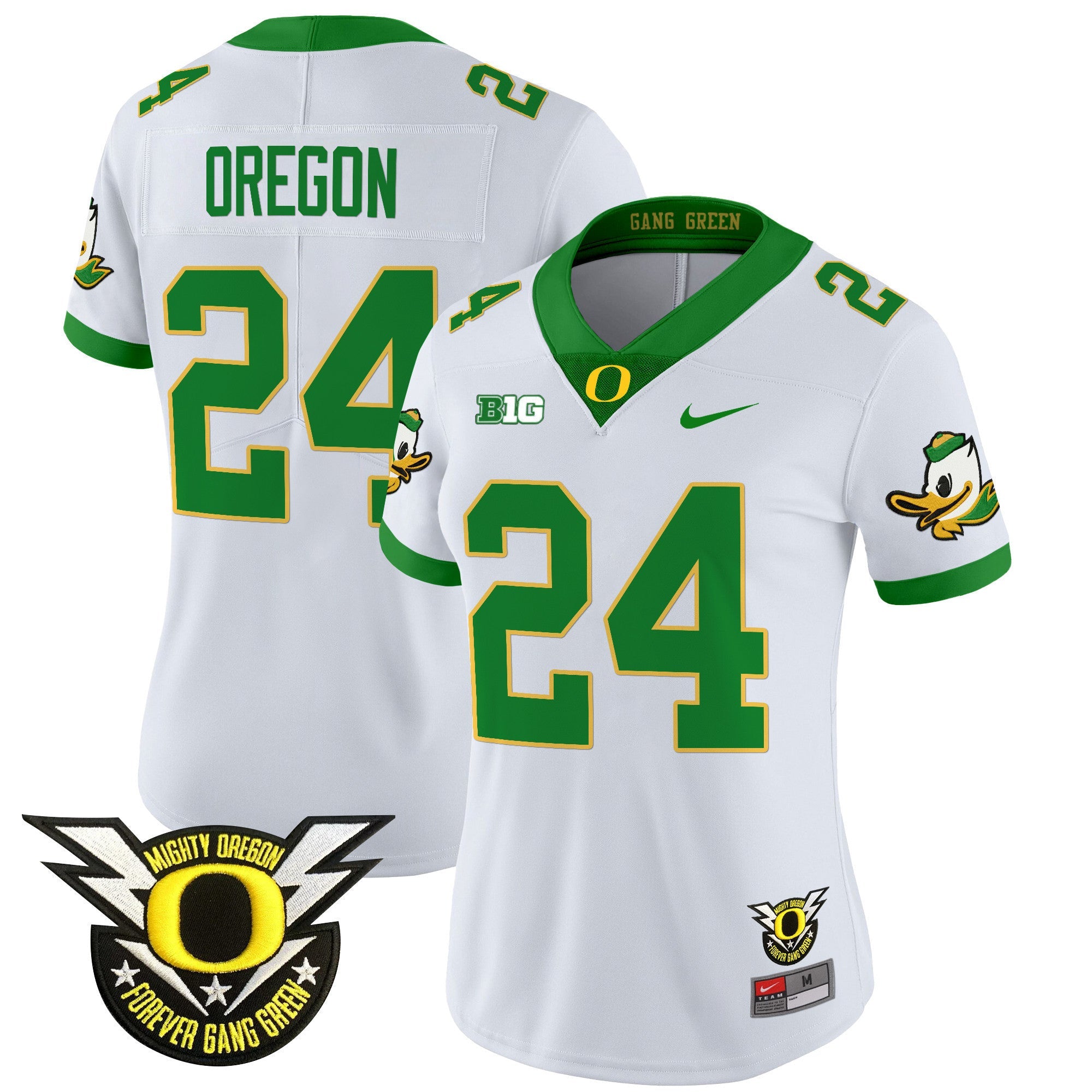 Women's Oregon Ducks 2024 Forever Gang Green & BIG Patch Vapor Limited Jersey - All Stitched