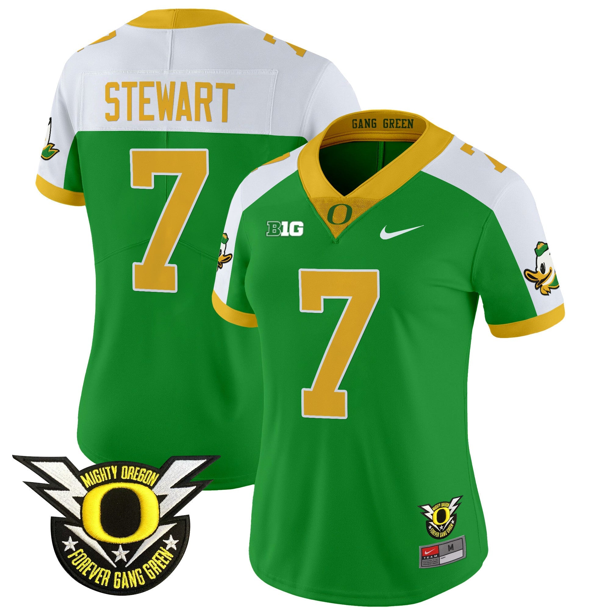 Women's Oregon Ducks 2024 Forever Gang Green & BIG Patch Vapor Limited Jersey - All Stitched