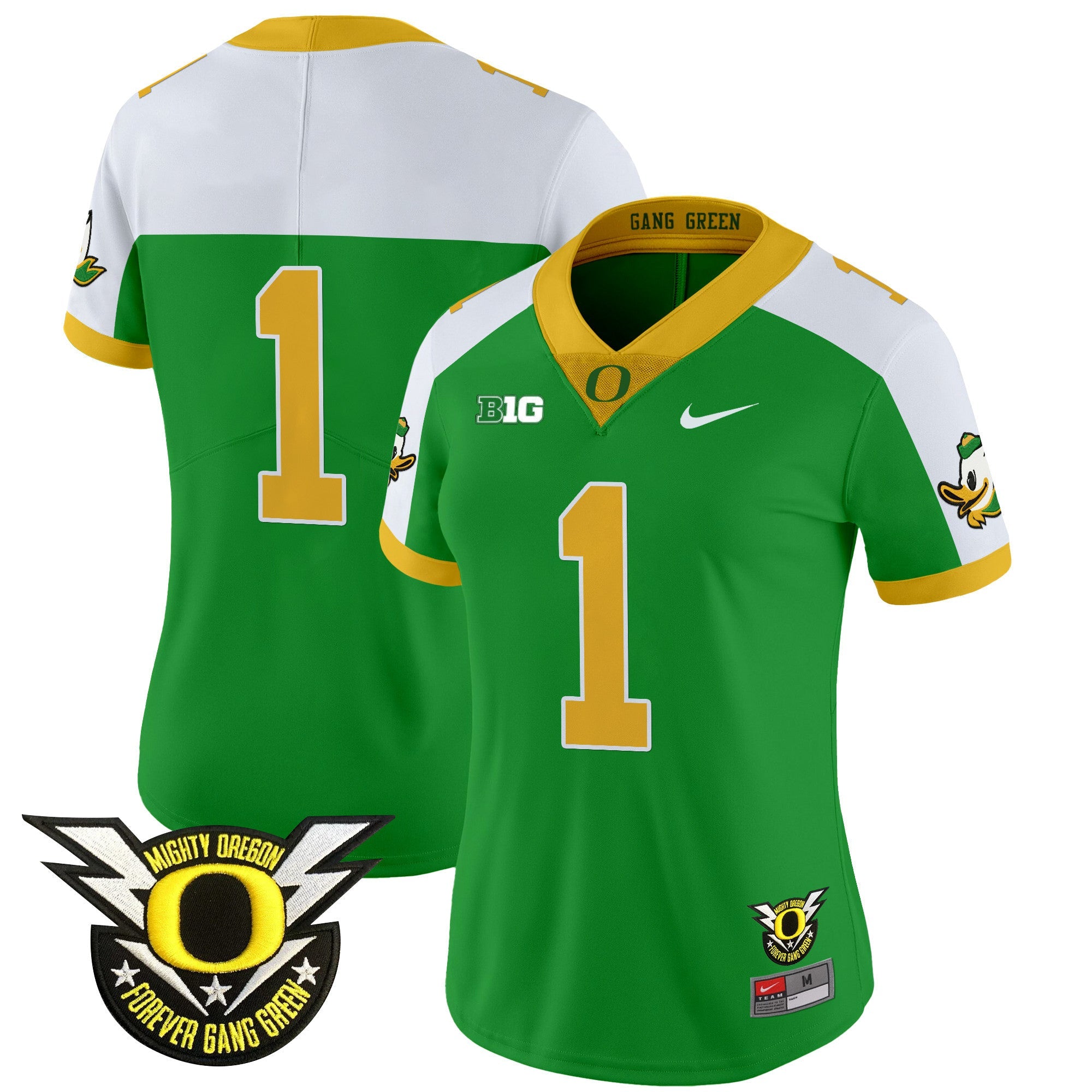 Women's Oregon Ducks 2024 Forever Gang Green & BIG Patch Vapor Limited Jersey - All Stitched