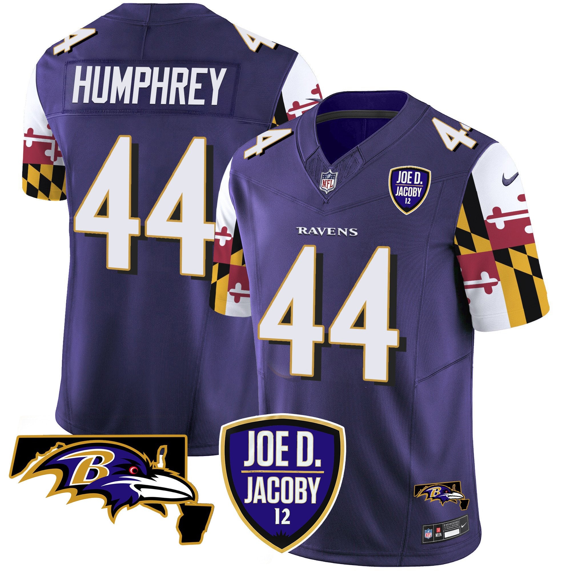Men's Ravens Joe D & Jacoby Patch Vapor Limited Jersey V2 - All Stitched