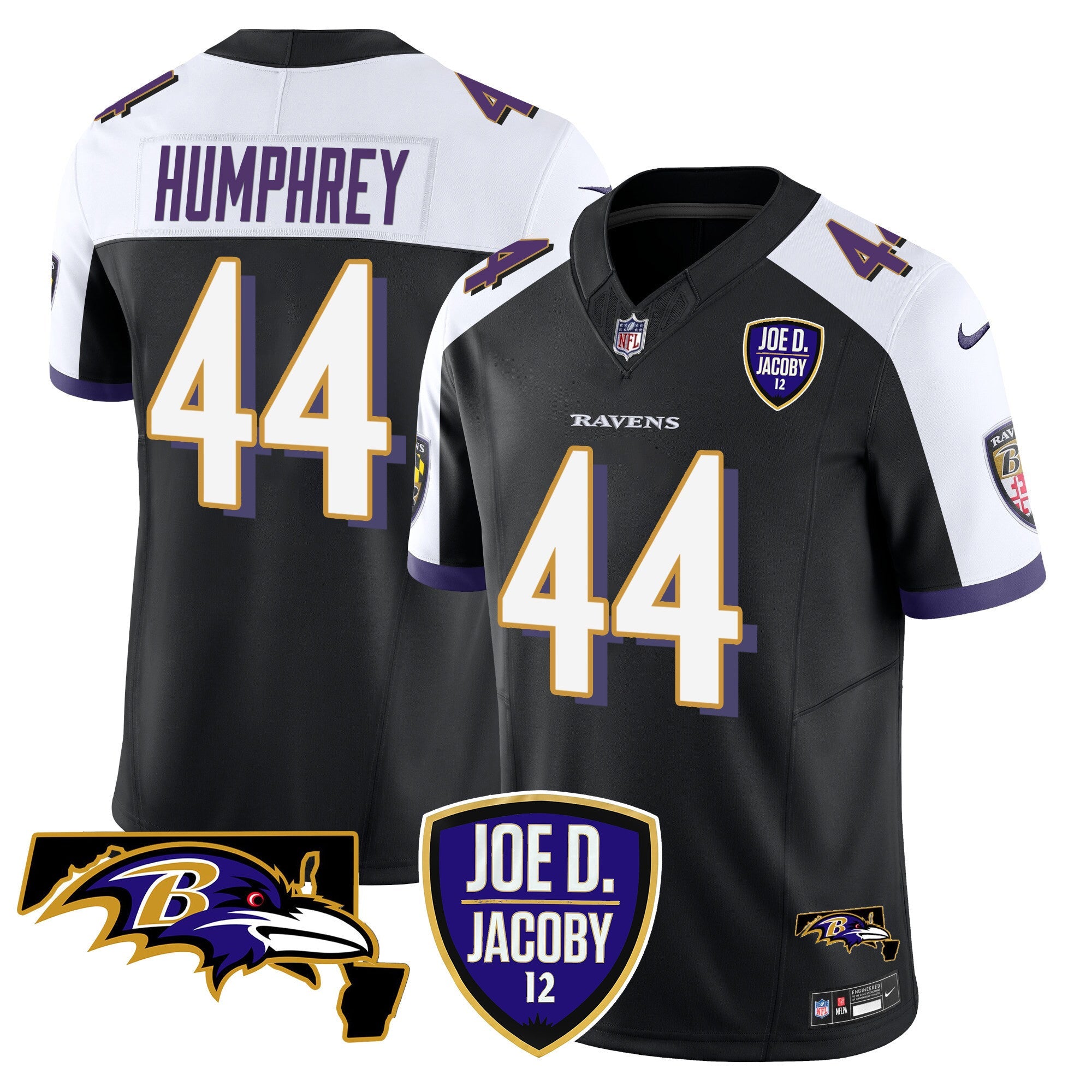 Men's Ravens Joe D & Jacoby Patch Vapor Limited Jersey - All Stitched