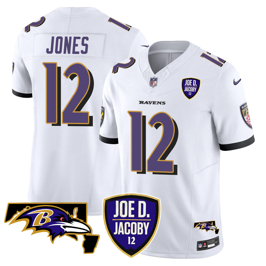 Men's Ravens Joe D & Jacoby Patch Vapor Limited Jersey - All Stitched