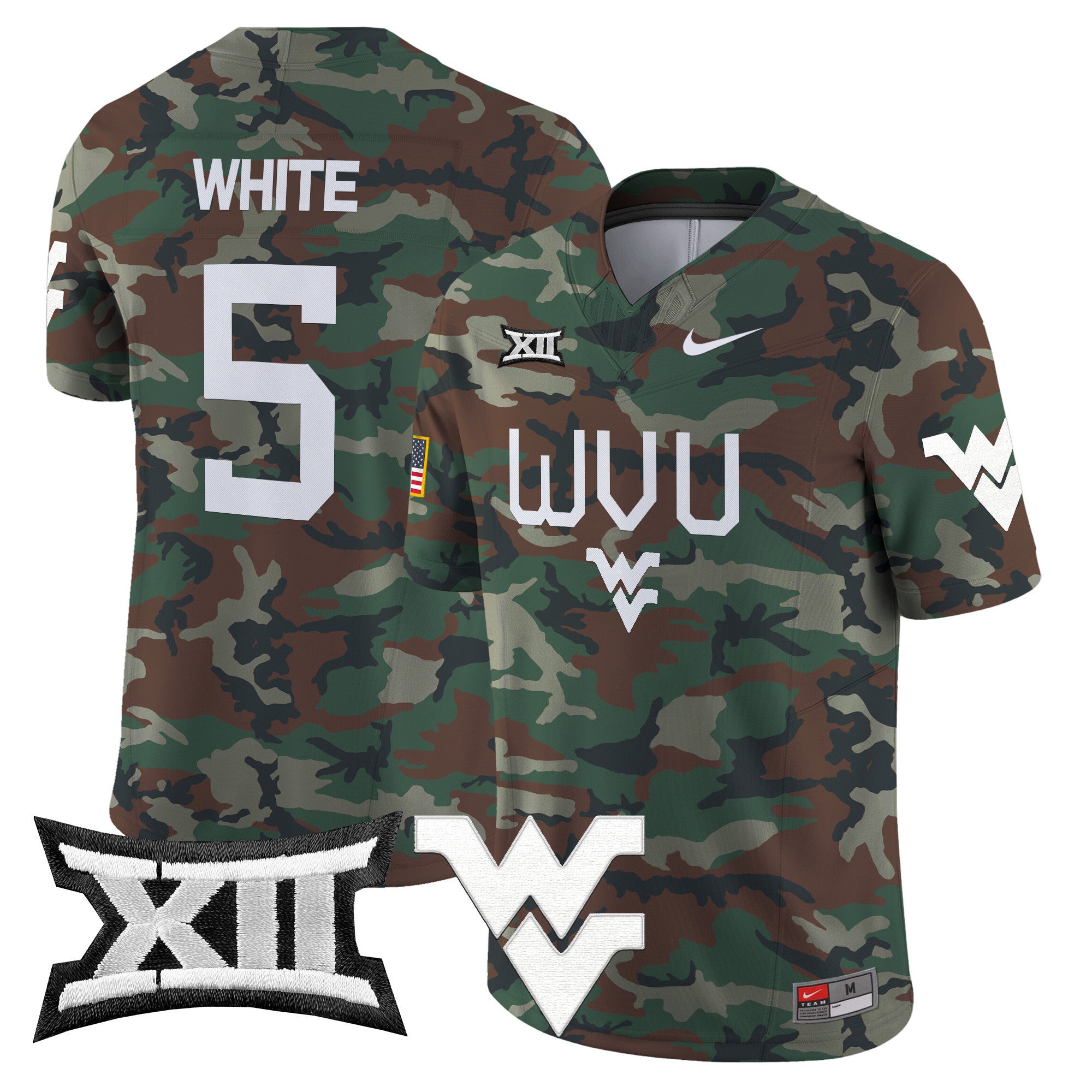 West Virginia Mountaineers 2024 Military Vapor Limited Jersey - All Stitched