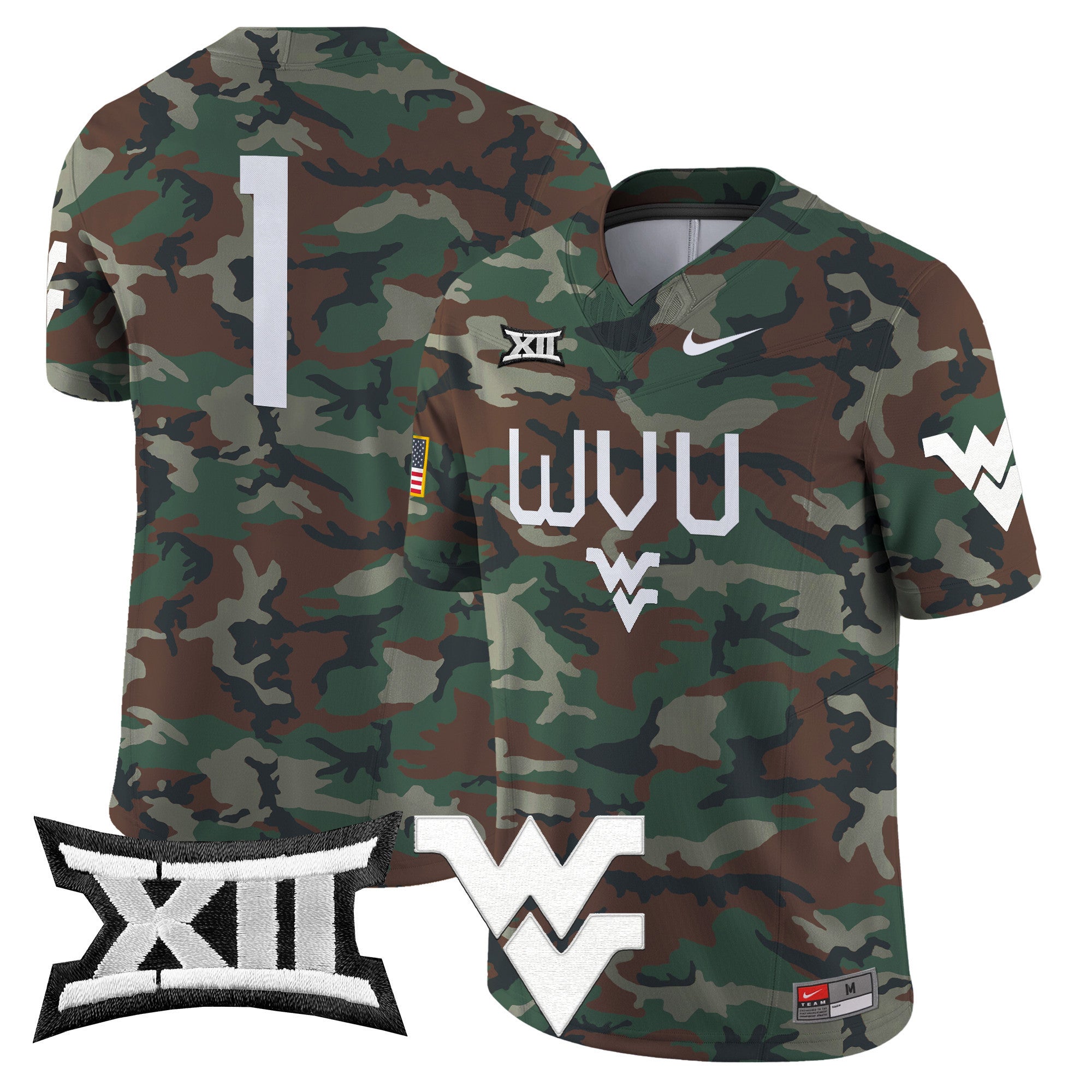 West Virginia Mountaineers 2024 Military Vapor Limited Jersey - All Stitched
