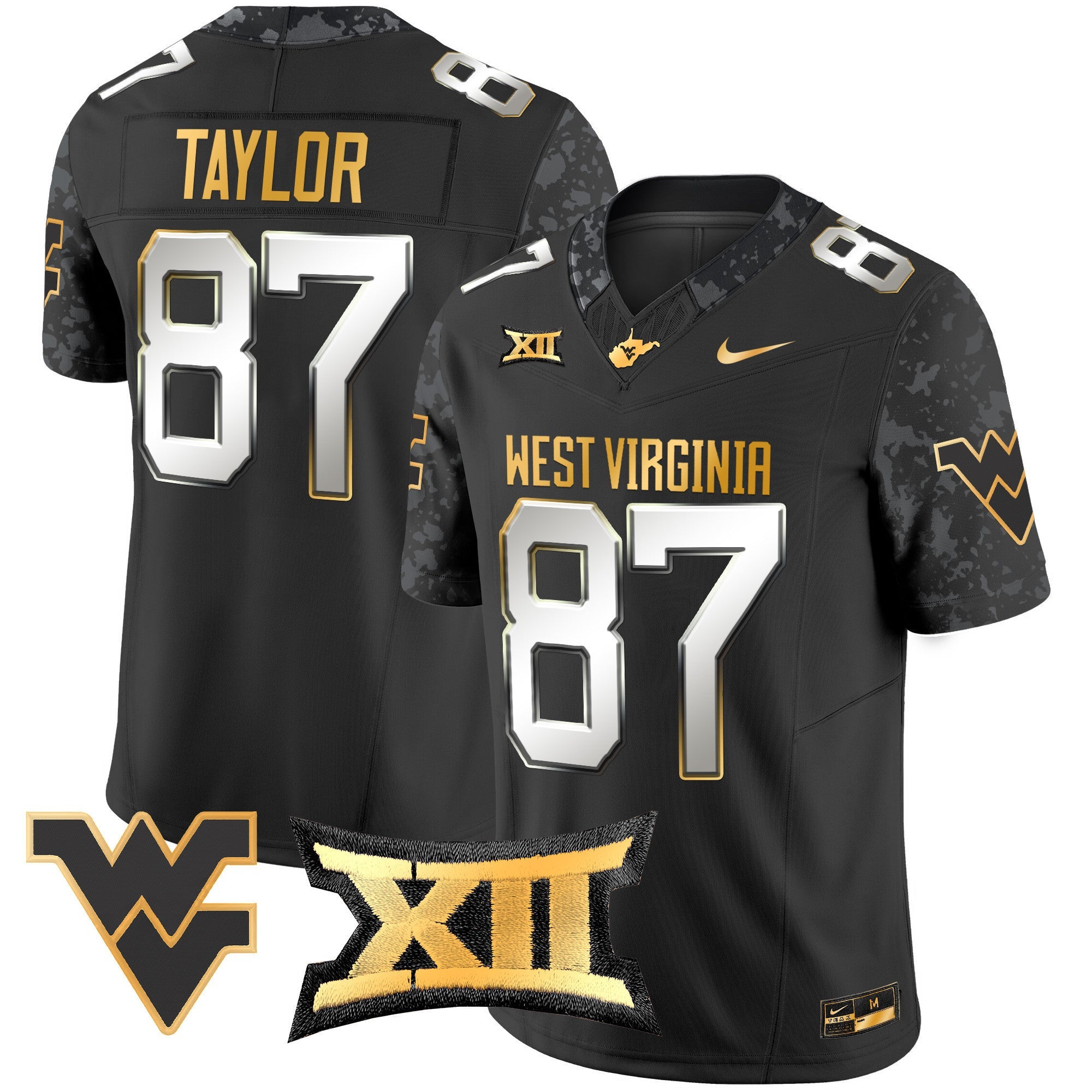 Men's West Virginia Mountaineers 2024 Gold Vapor Limited Jersey - All Stitched