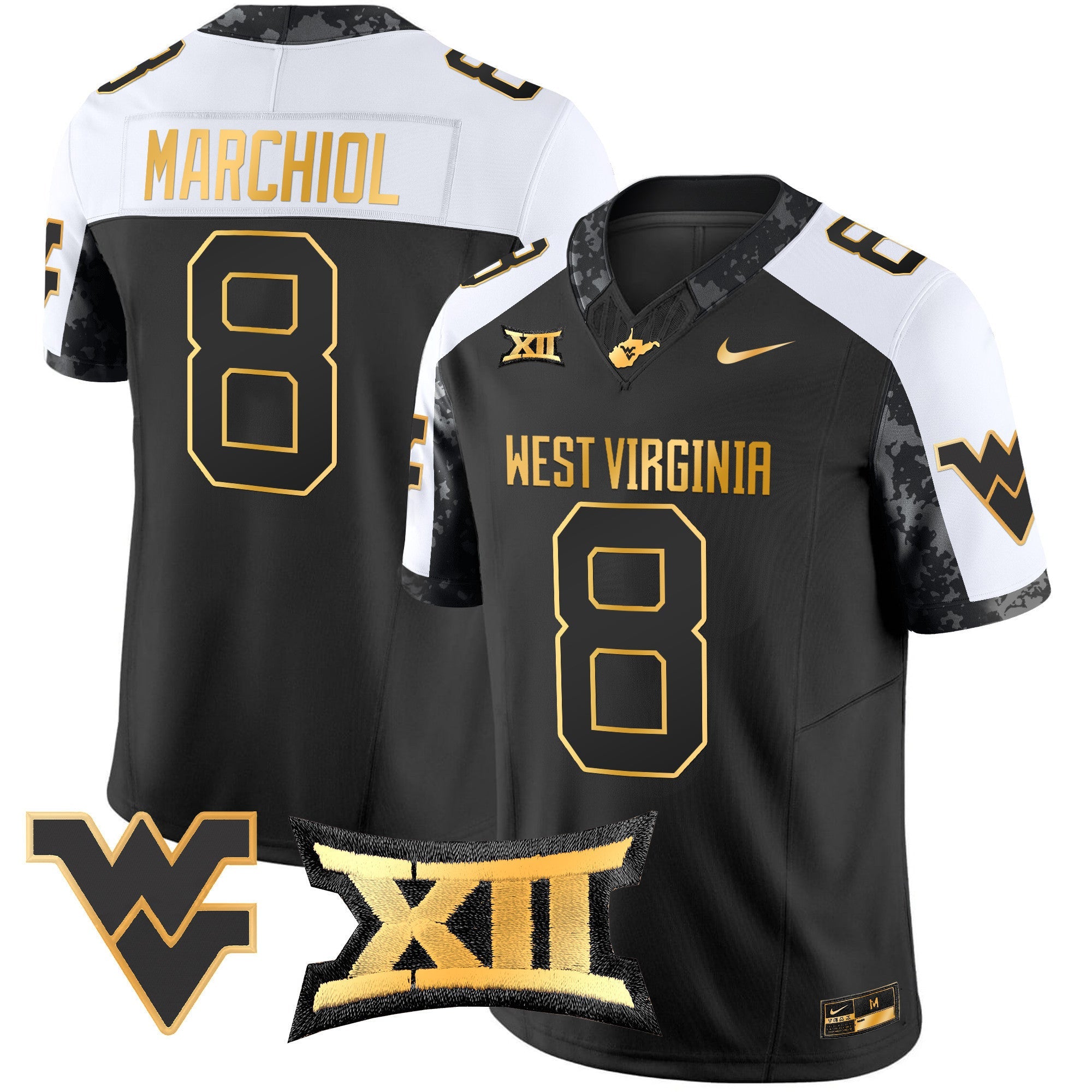 Men's West Virginia Mountaineers 2024 Gold Vapor Limited Jersey - All Stitched