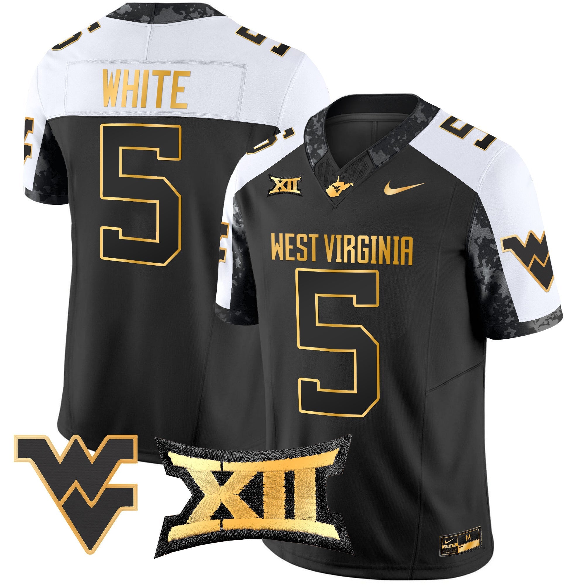 Men's West Virginia Mountaineers 2024 Gold Vapor Limited Jersey - All Stitched