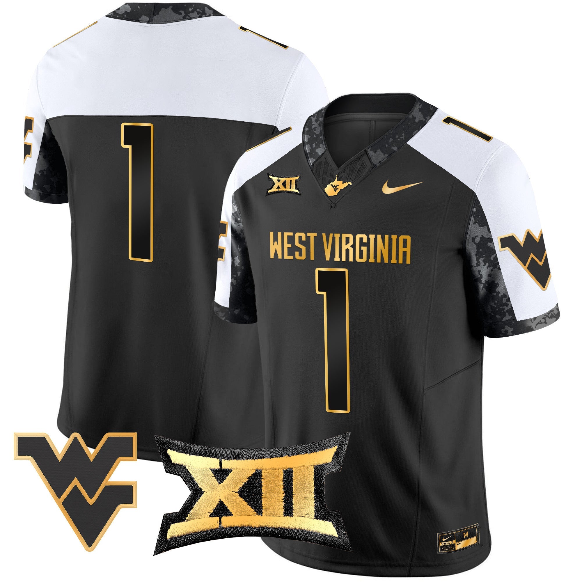 Men's West Virginia Mountaineers 2024 Gold Vapor Limited Jersey - All Stitched