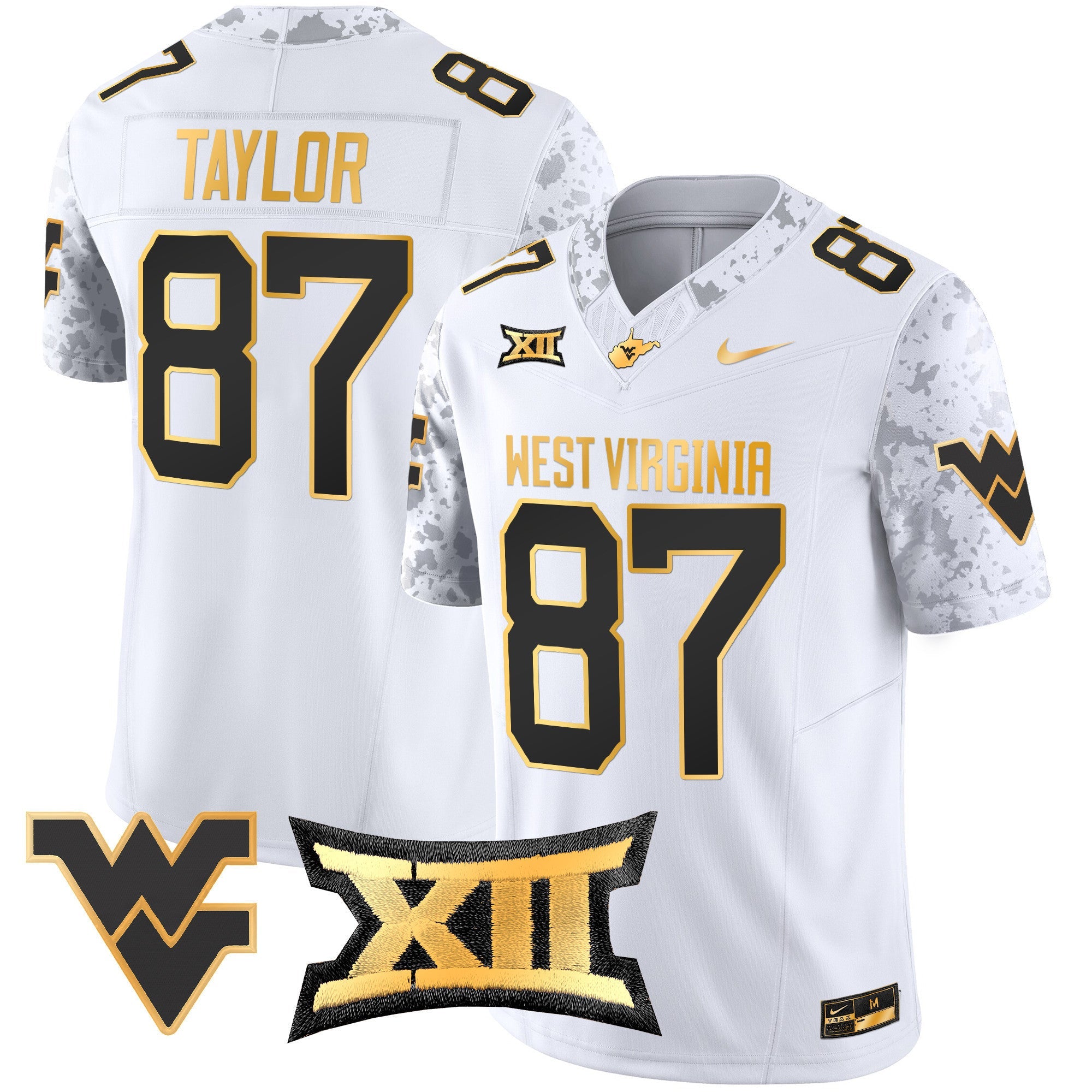 Men's West Virginia Mountaineers 2024 Gold Vapor Limited Jersey - All Stitched