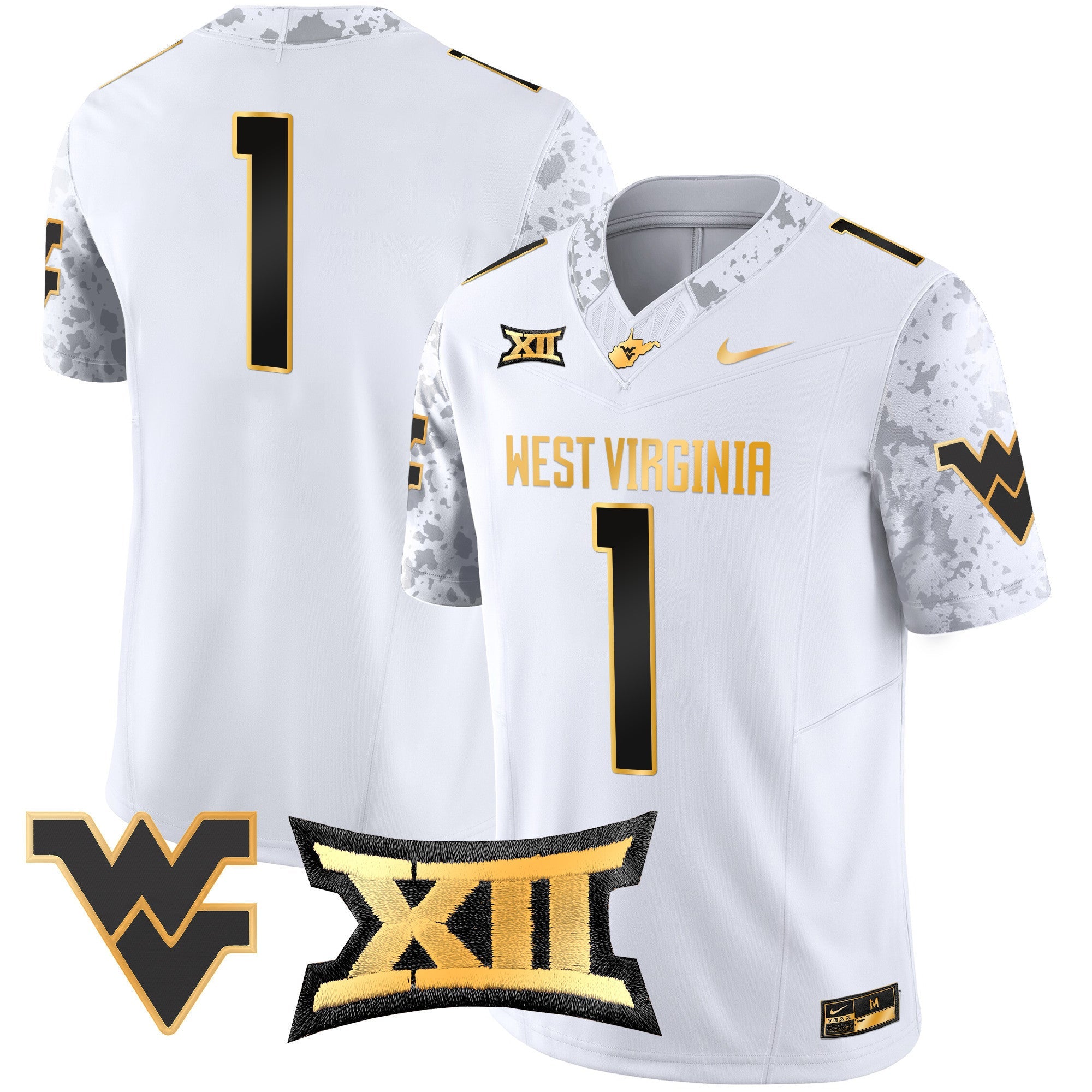 Men's West Virginia Mountaineers 2024 Gold Vapor Limited Jersey - All Stitched