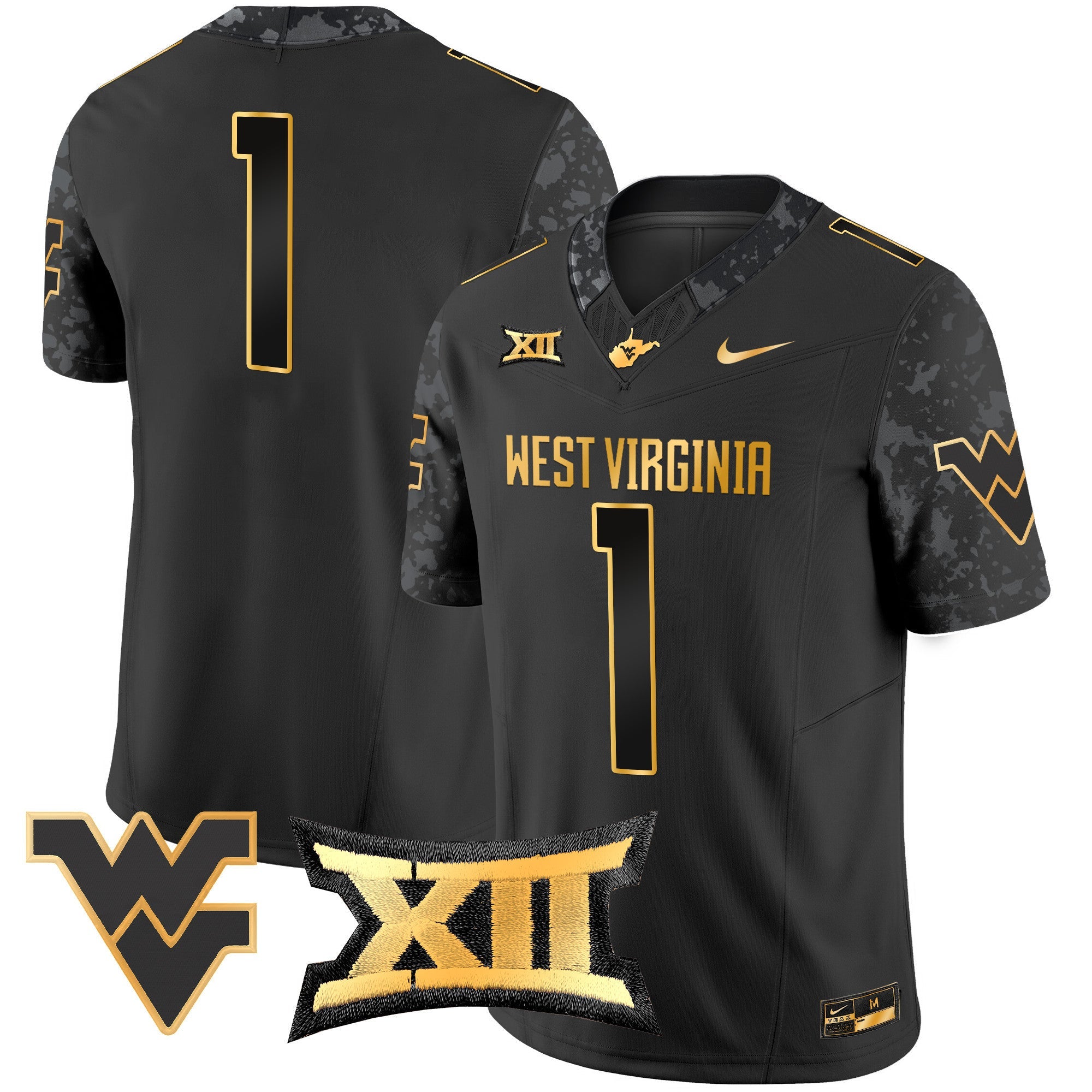Men's West Virginia Mountaineers 2024 Gold Vapor Limited Jersey - All Stitched