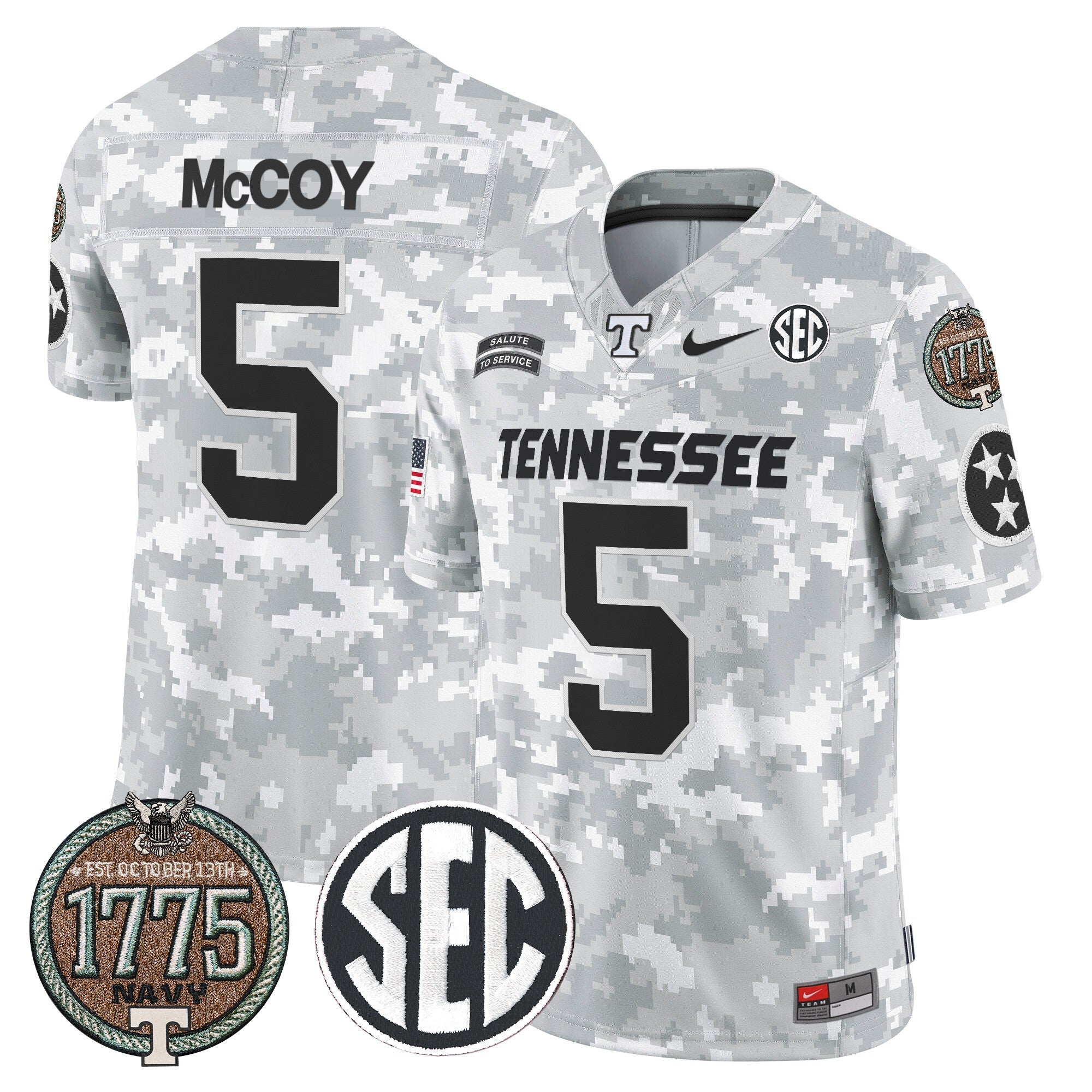 Men's Volunteers 2024 Salute to Service Establishment Year Patch Vapor Limited Jersey - All Stitched