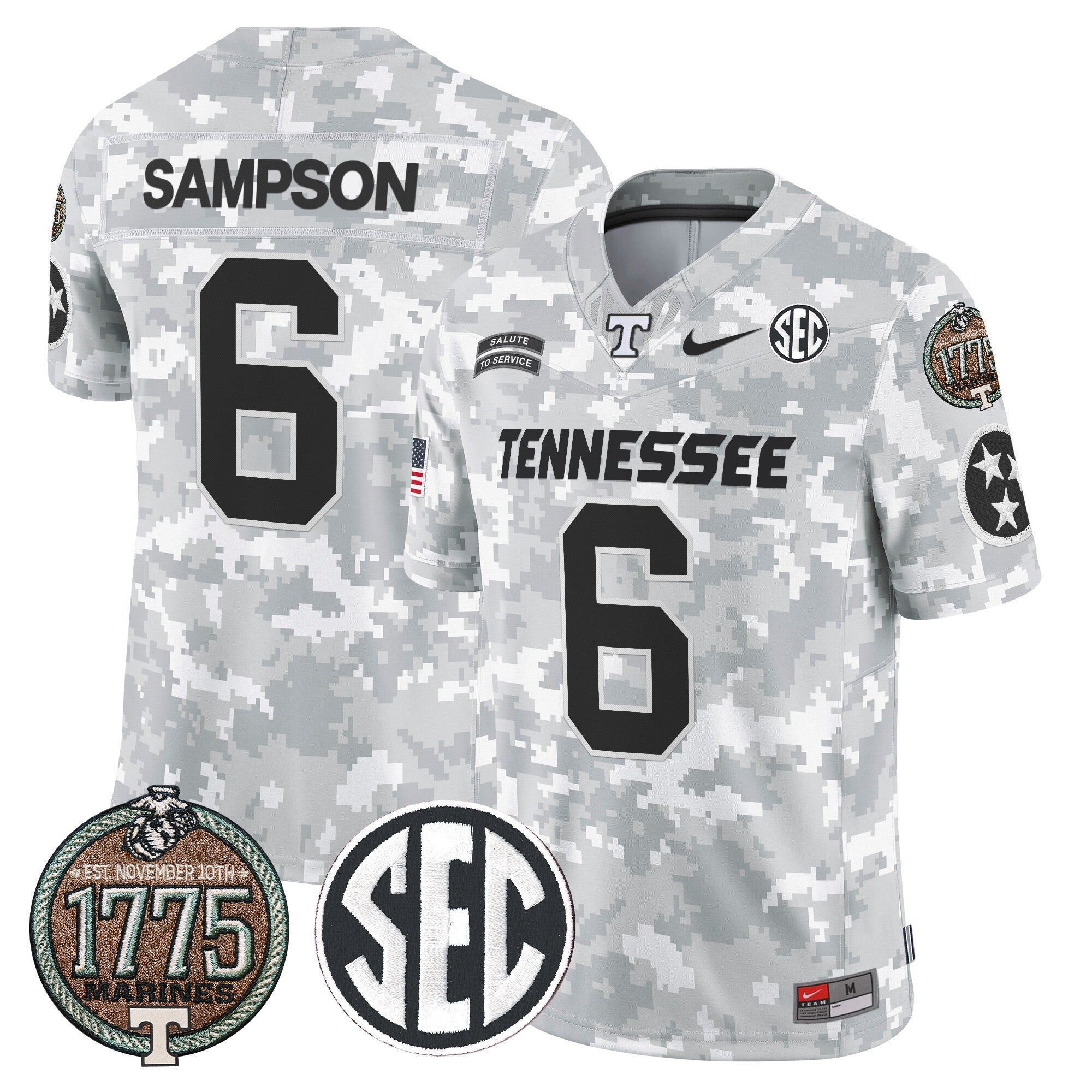 Men's Volunteers 2024 Salute to Service Establishment Year Patch Vapor Limited Jersey - All Stitched