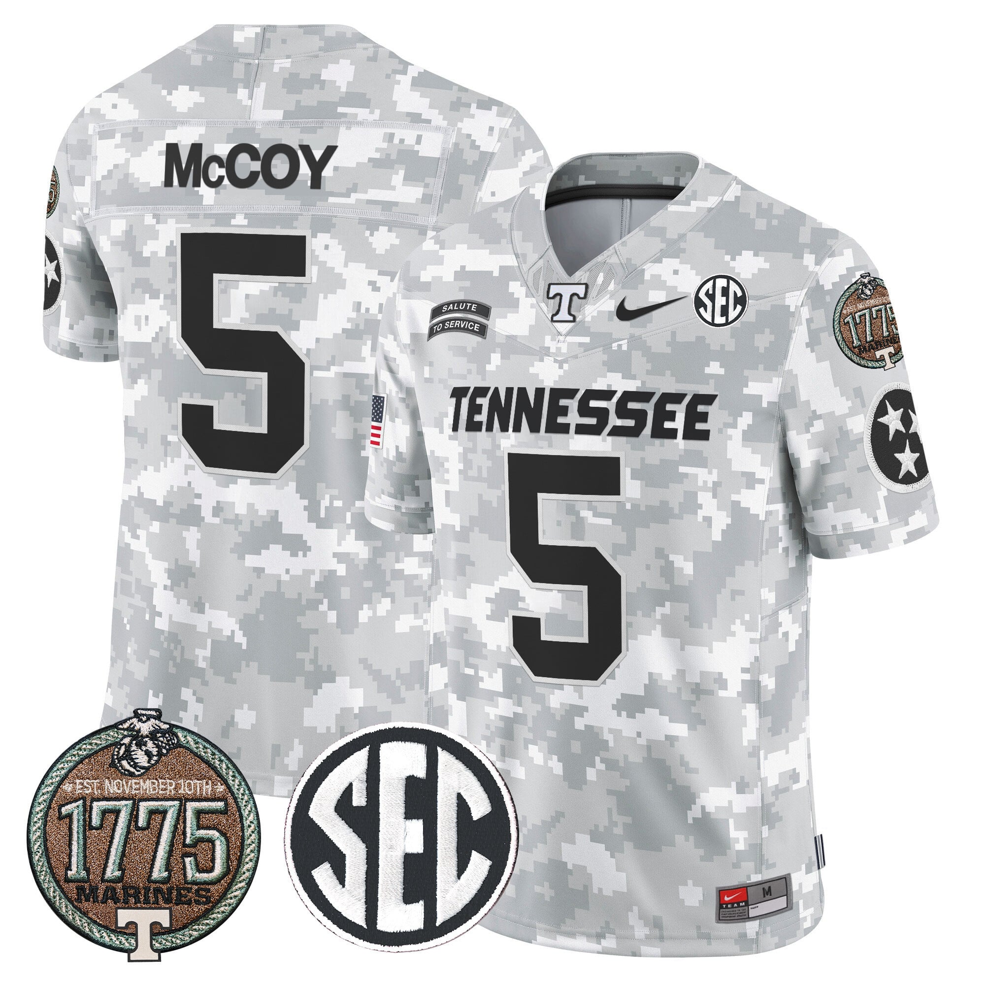 Men's Volunteers 2024 Salute to Service Establishment Year Patch Vapor Limited Jersey - All Stitched