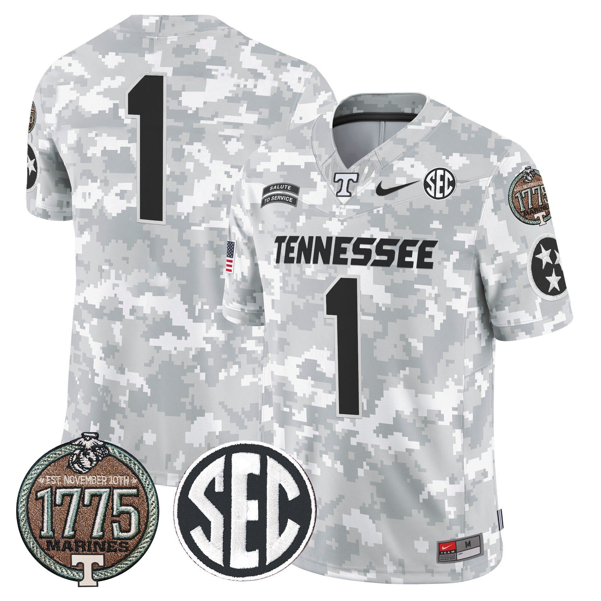 Men's Volunteers 2024 Salute to Service Establishment Year Patch Vapor Limited Jersey - All Stitched