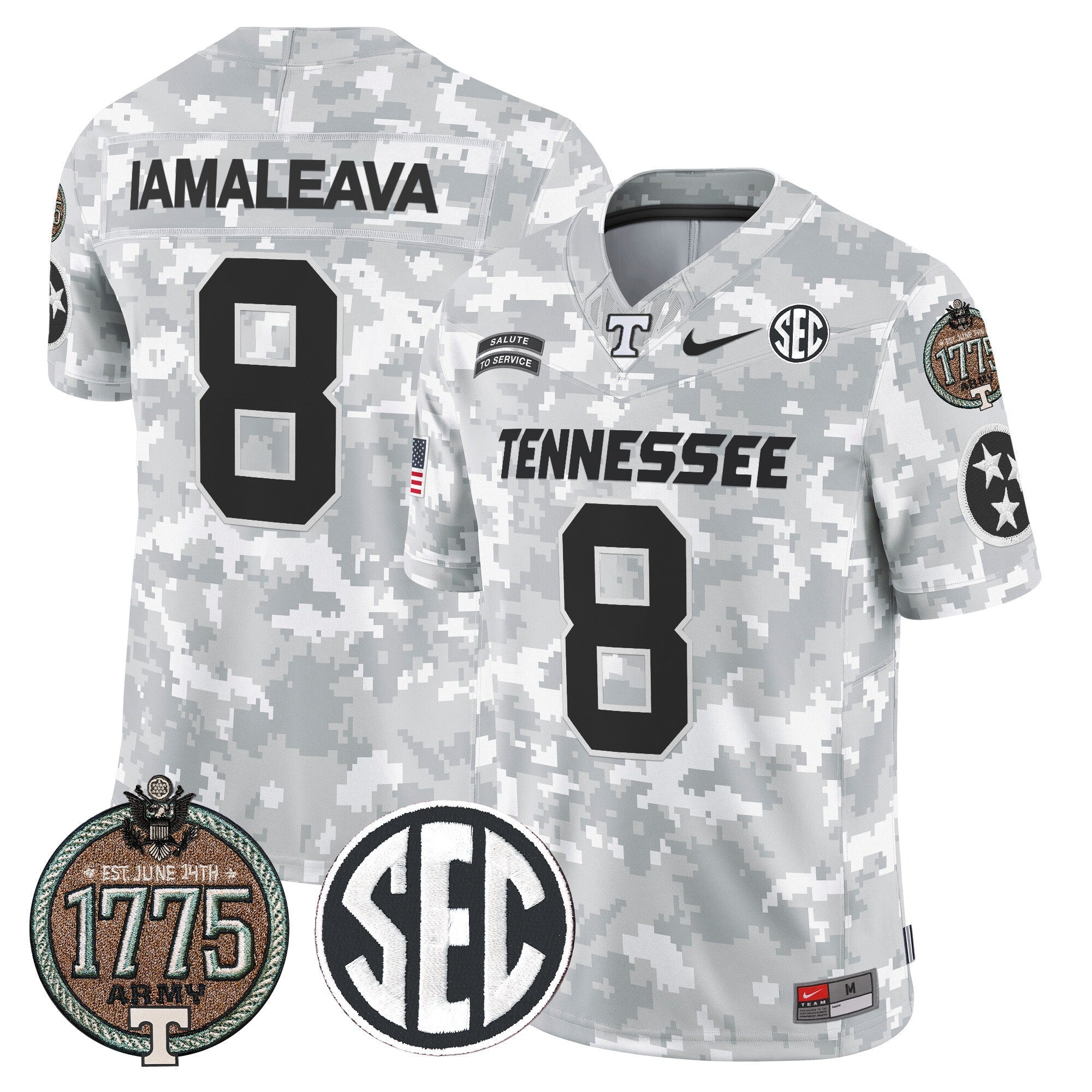 Men's Volunteers 2024 Salute to Service Establishment Year Patch Vapor Limited Jersey - All Stitched