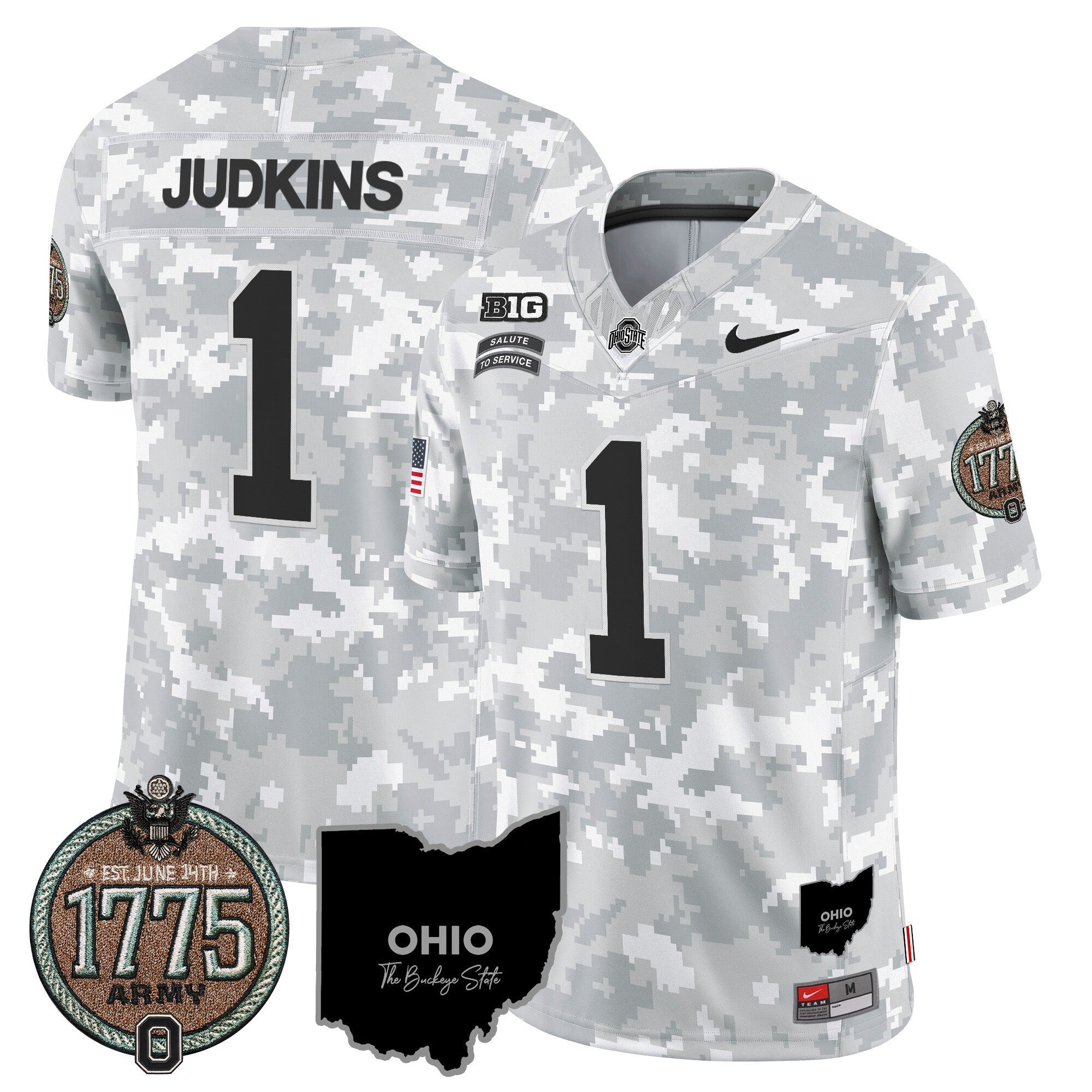 Men's Buckeyes 2024 Salute to Service Establishment Year Patch Vapor Limited Jersey - All Stitched