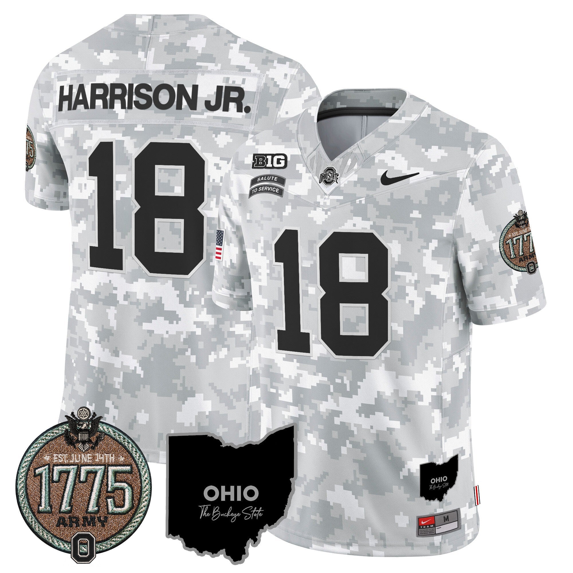 Men's Buckeyes 2024 Salute to Service Establishment Year Patch Vapor Limited Jersey - All Stitched