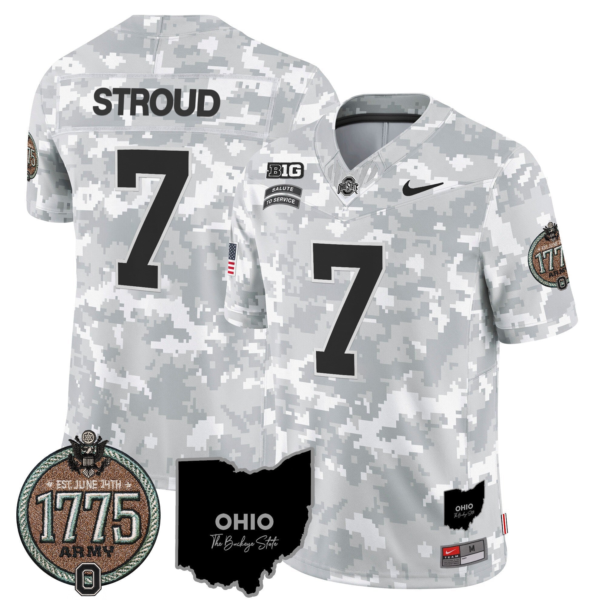 Men's Buckeyes 2024 Salute to Service Establishment Year Patch Vapor Limited Jersey - All Stitched