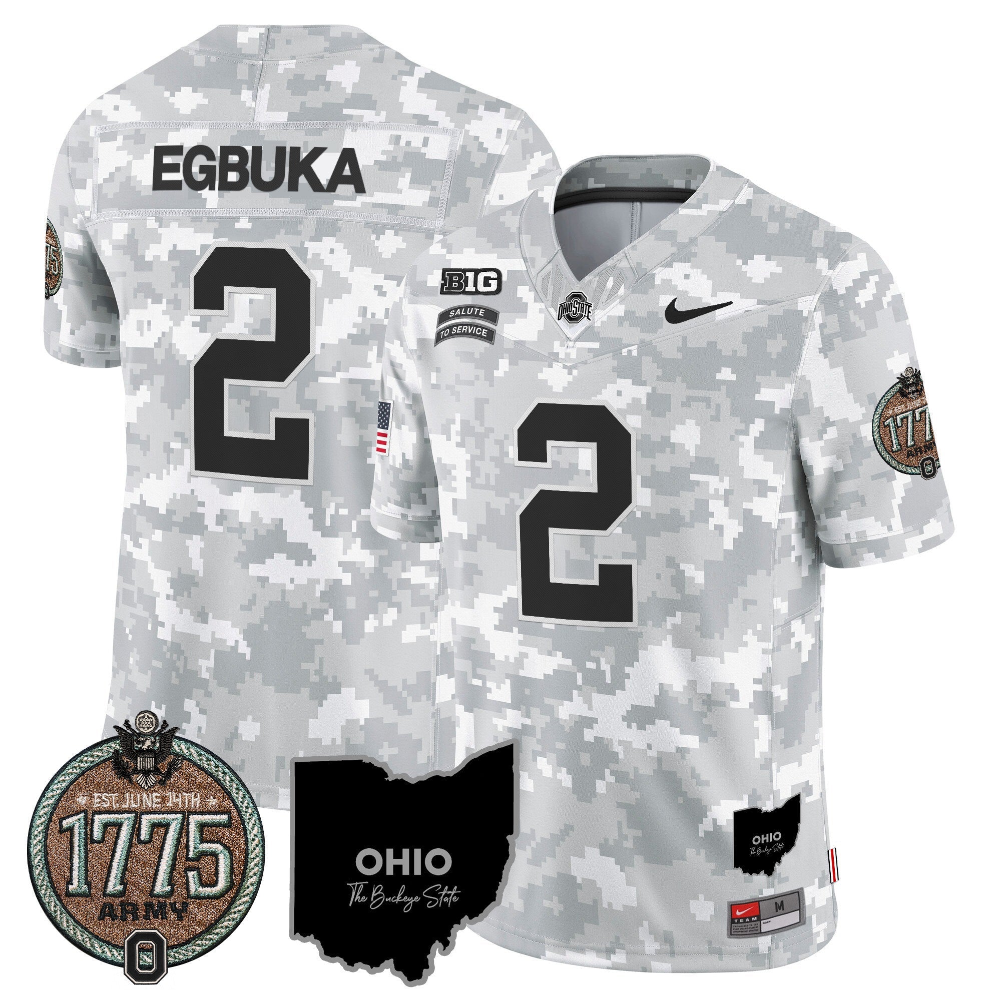 Men's Buckeyes 2024 Salute to Service Establishment Year Patch Vapor Limited Jersey - All Stitched